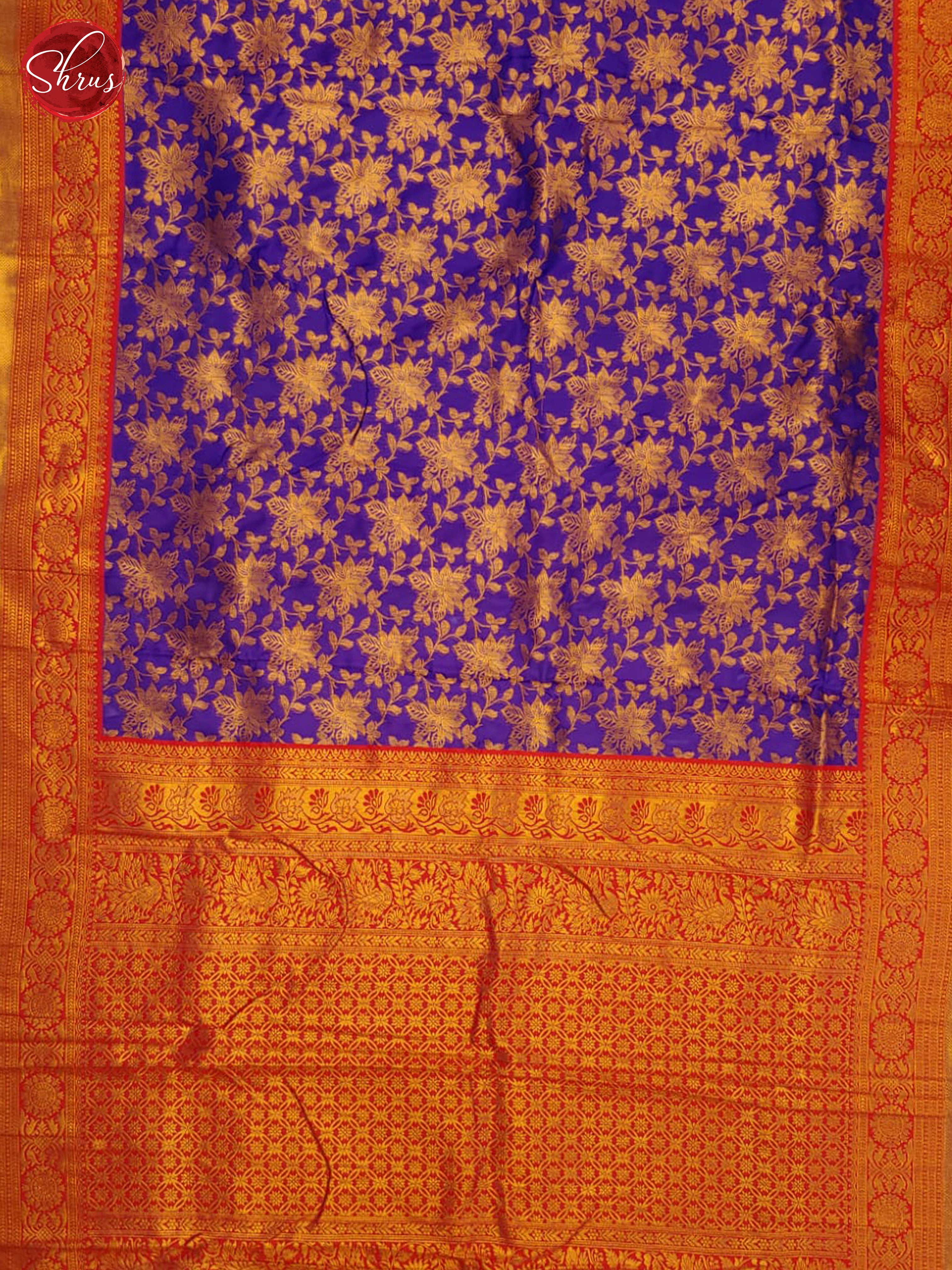 Blue & Red - Semi kanchipuram saree - Shop on ShrusEternity.com