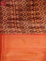 Peachish Pink(Single Tone)- Art linen Saree - Shop on ShrusEternity.com