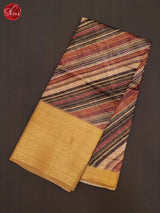Maroon & Sandal- Art linen Saree - Shop on ShrusEternity.com