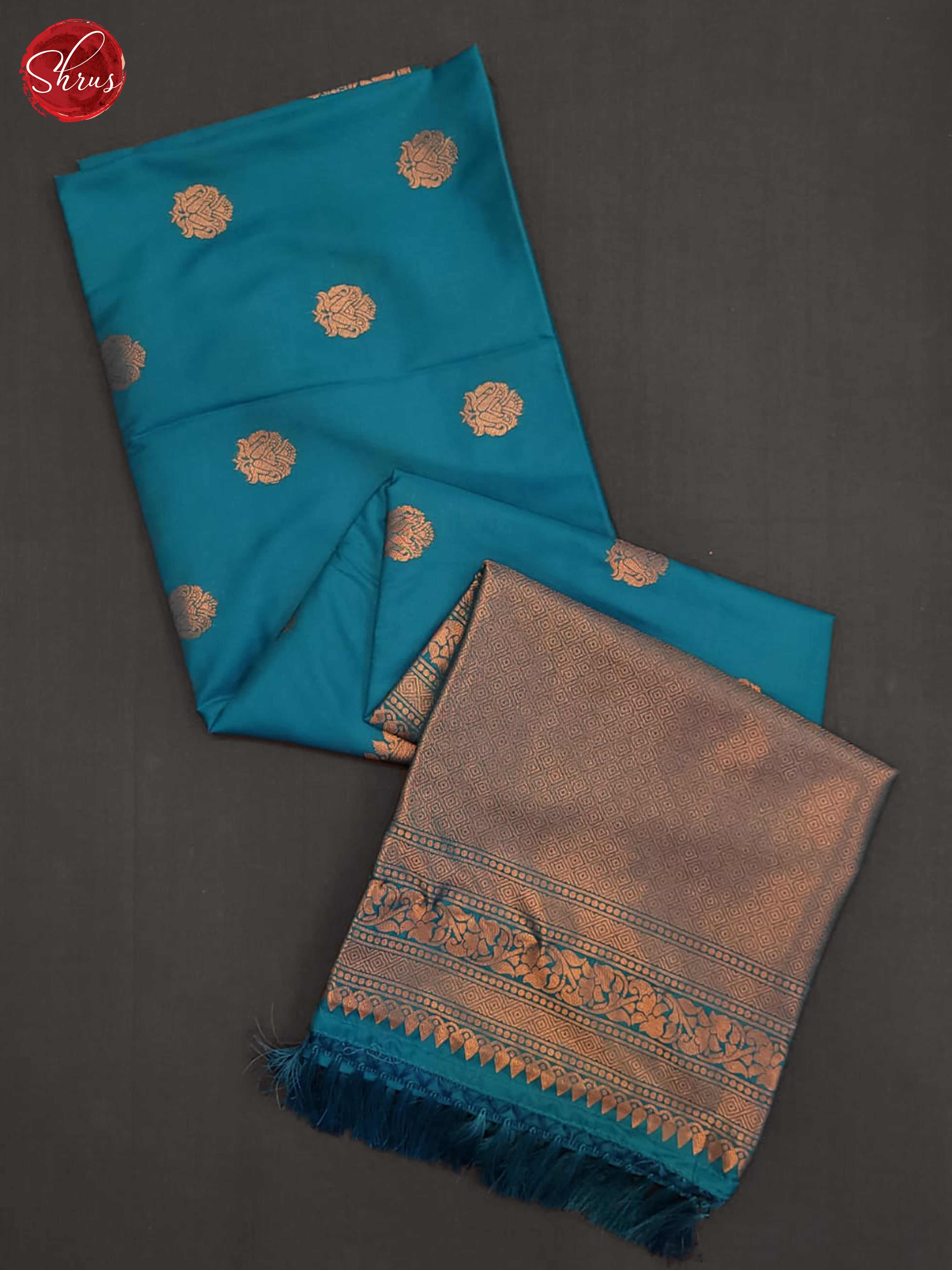 Blue(Single Tone) - semi kanchipuram Saree - Shop on ShrusEternity.com