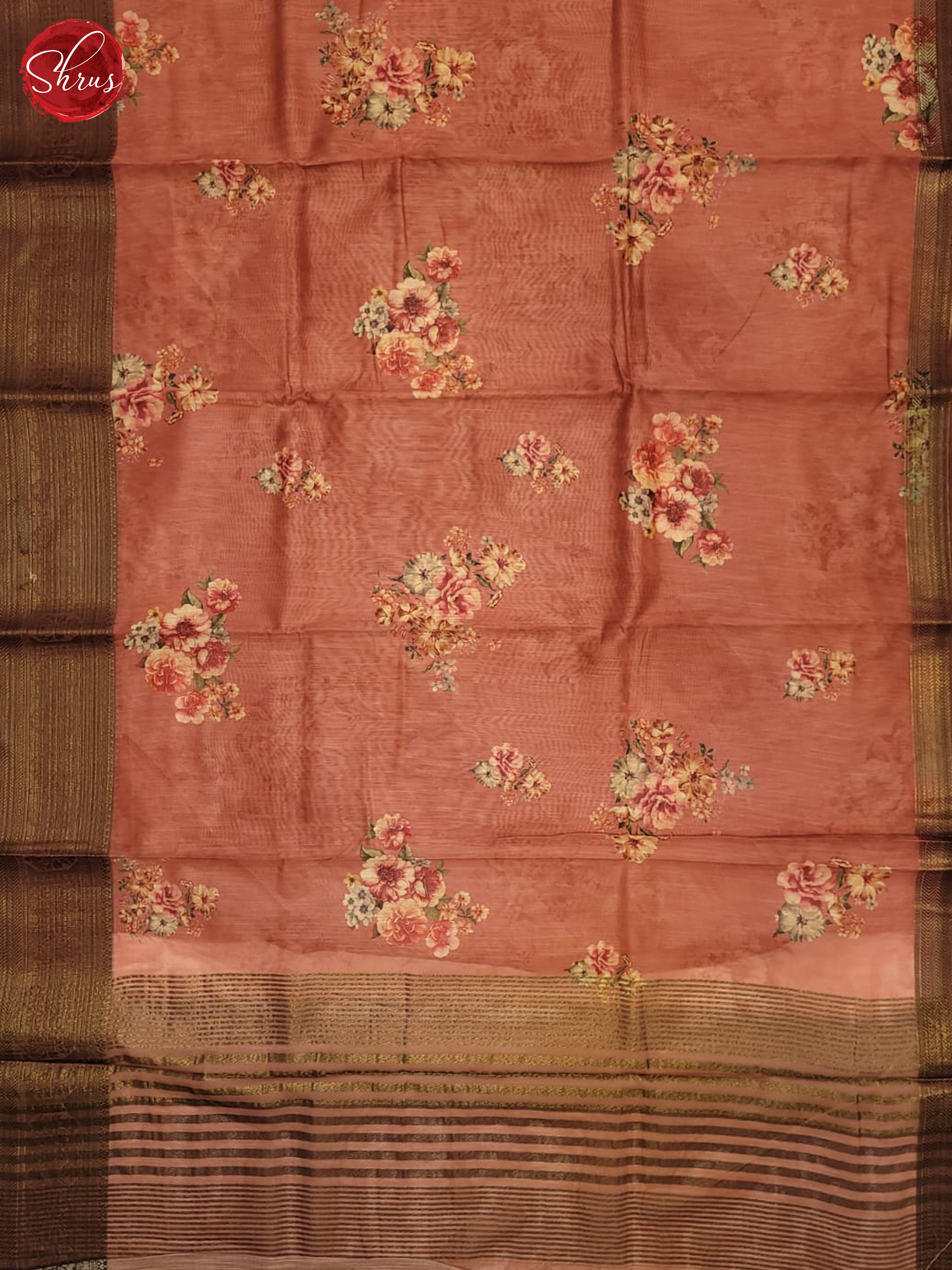 Peach & Brown - Art linen Saree - Shop on ShrusEternity.com