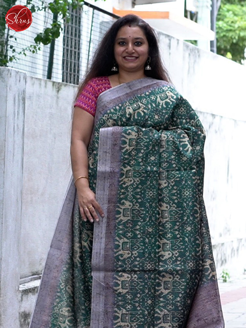 Bhandani printed soft jute silk saree – www.vannamayil.com