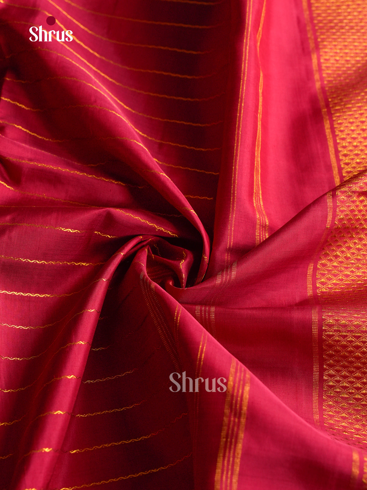 Amazing Dark Pink 9Yards Silk Sarees With Gold Stripes | Self Zari Border & Pallu