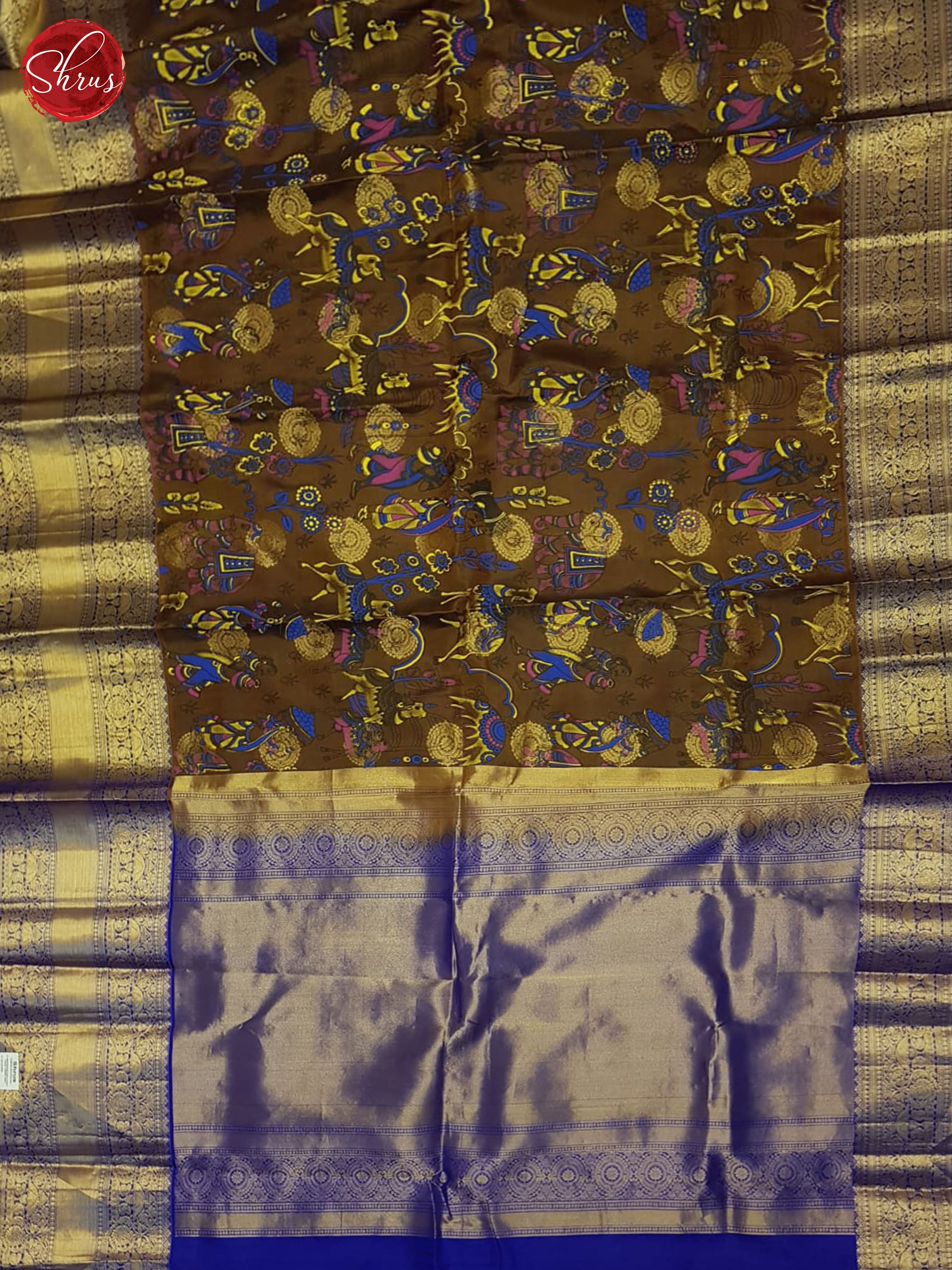 Brown & Blue- kanchipuram Silk Saree - Shop on ShrusEternity.com
