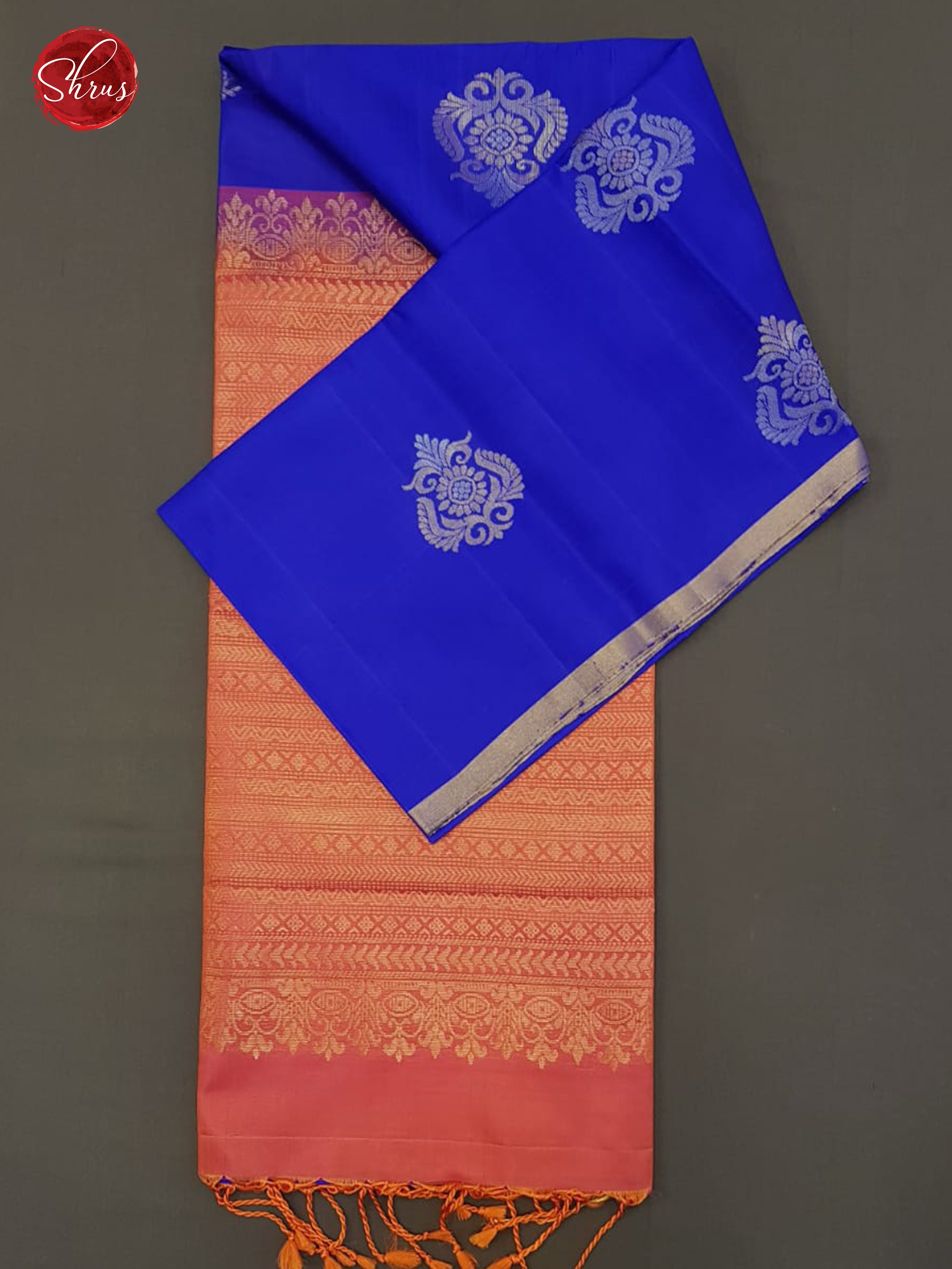 Blue  & Orange - Soft silk Saree - Shop on ShrusEternity.com