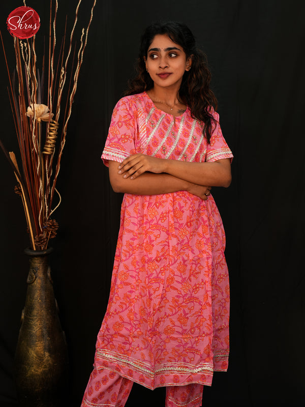 Pink & White - Readymade Cotton Suit with floral printed Top & Bottom - Shop on ShrusEternity.com