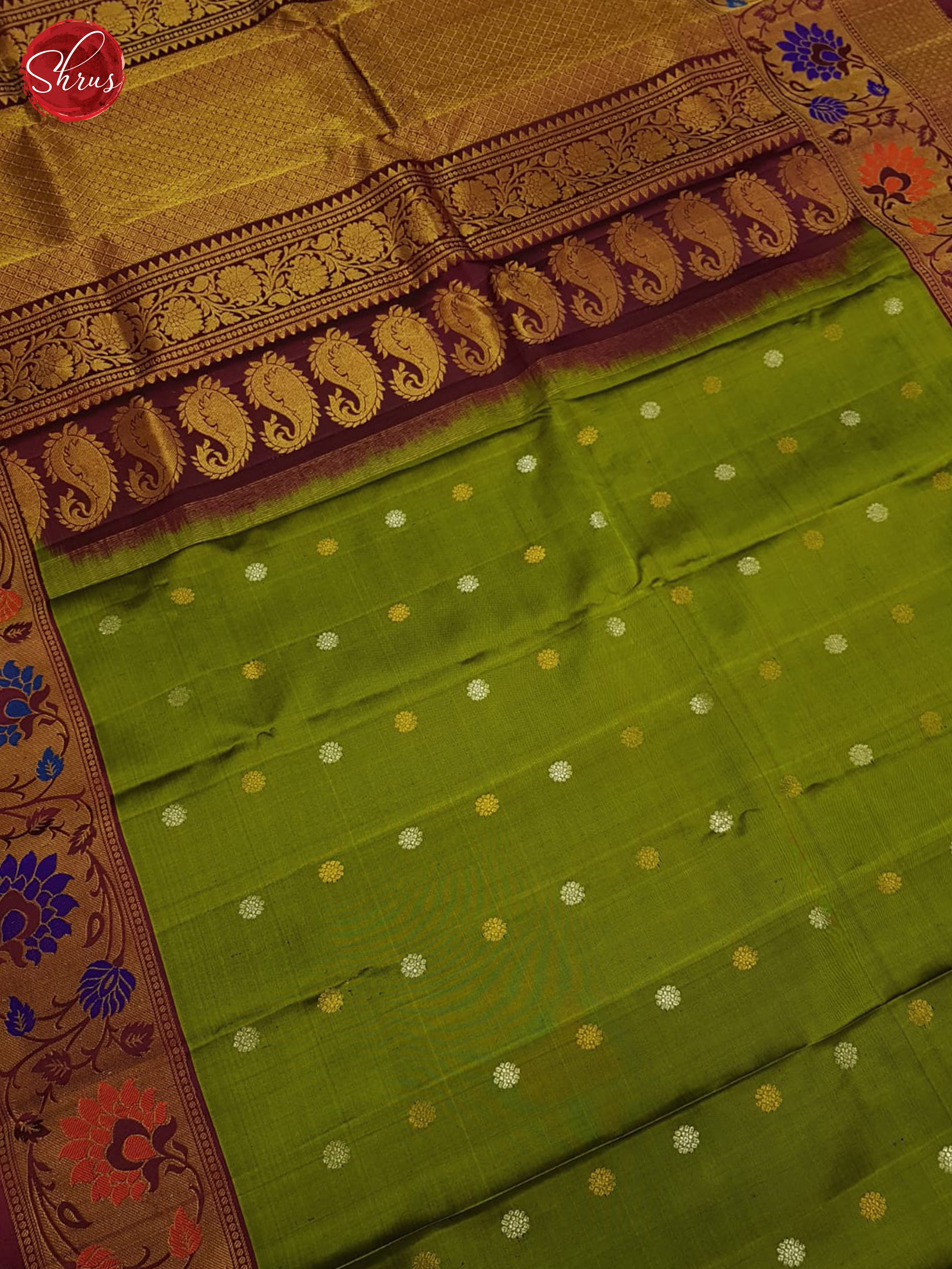 Green & WIne - Gadwal silk Saree - Shop on ShrusEternity.com