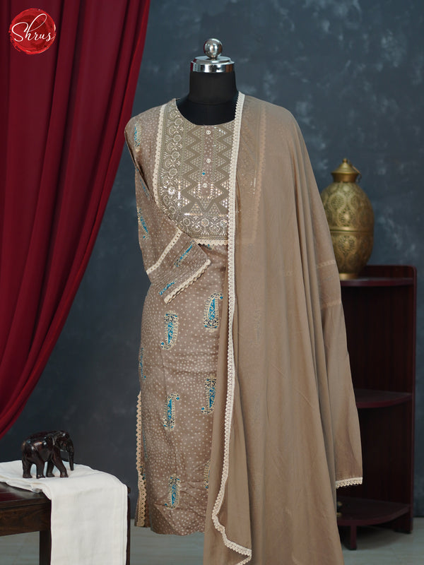 Grey - Printed Lace embroidery 3-Piece ReadyMade Salwar - Shop on ShrusEternity.com