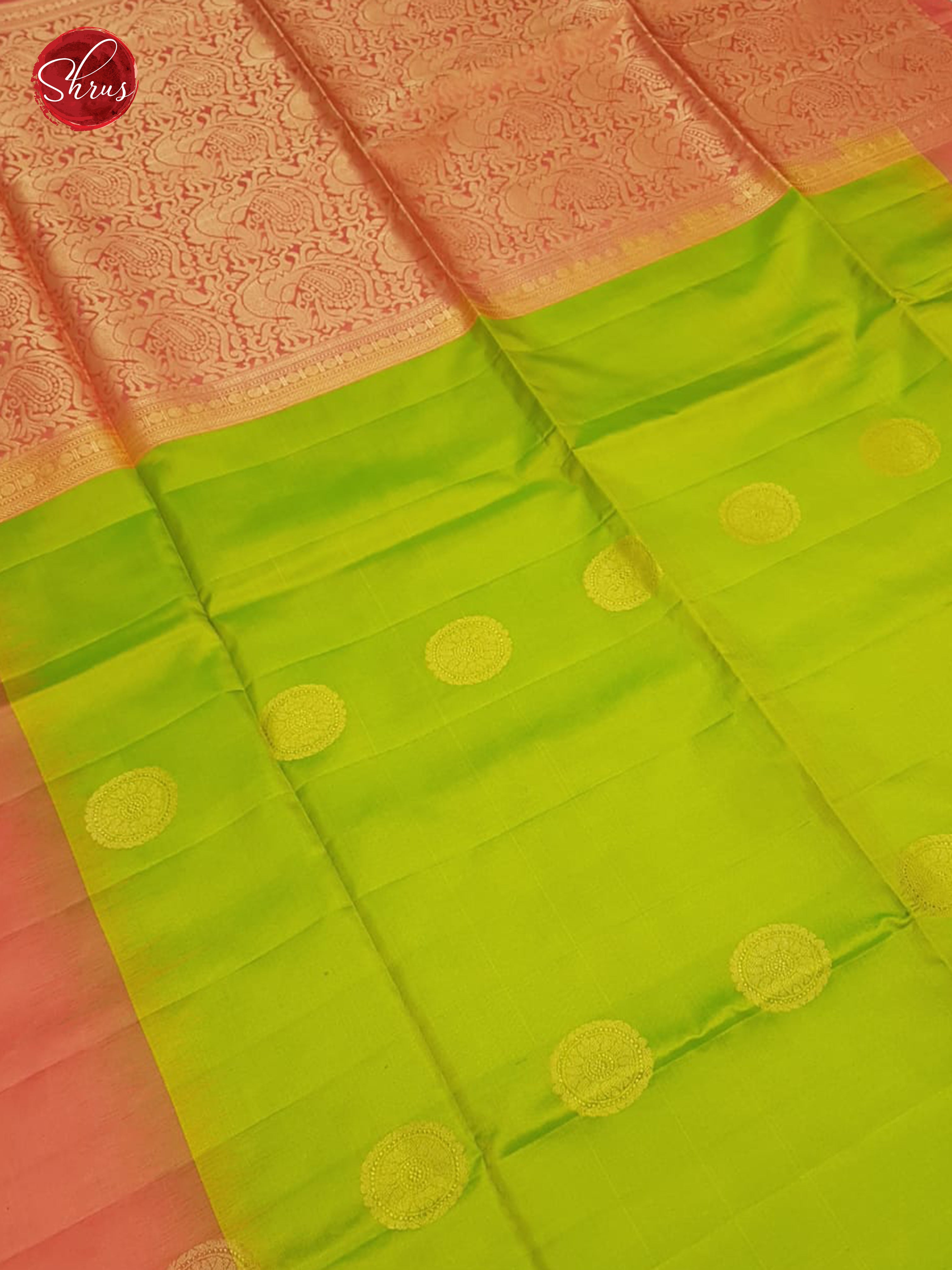 Green and Orangish Pink - Soft Silk Saree - Shop on ShrusEternity.com