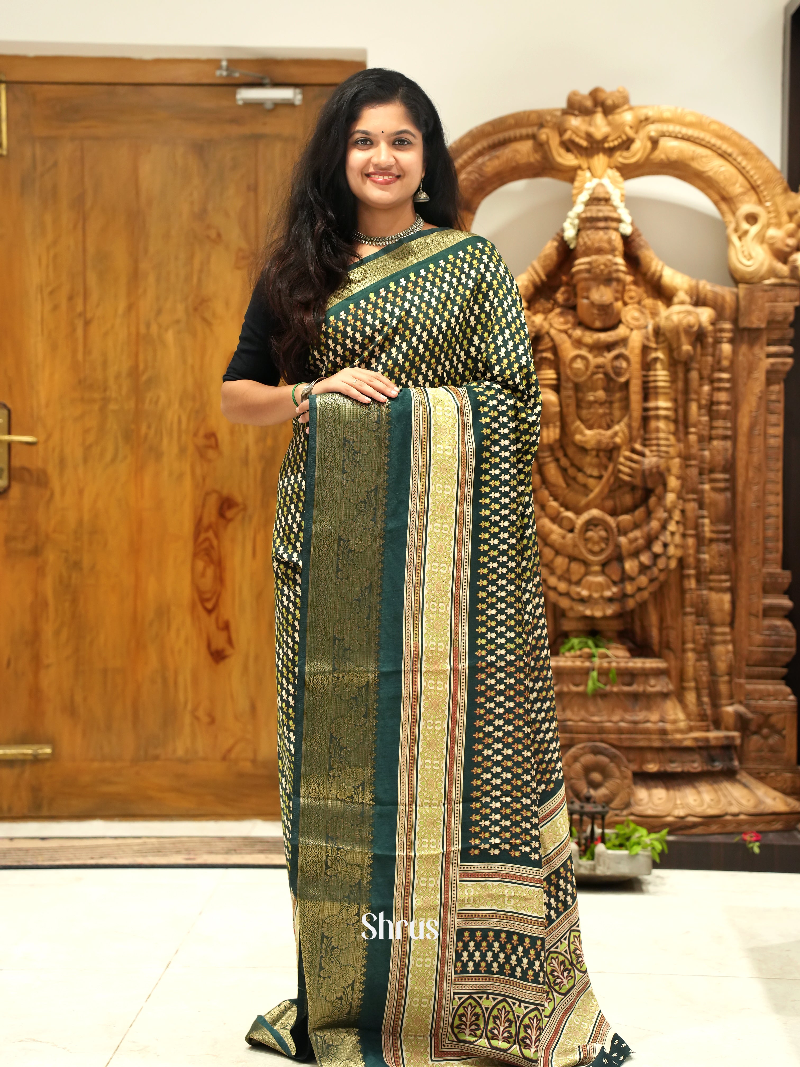 Green - Semi Crepe Saree