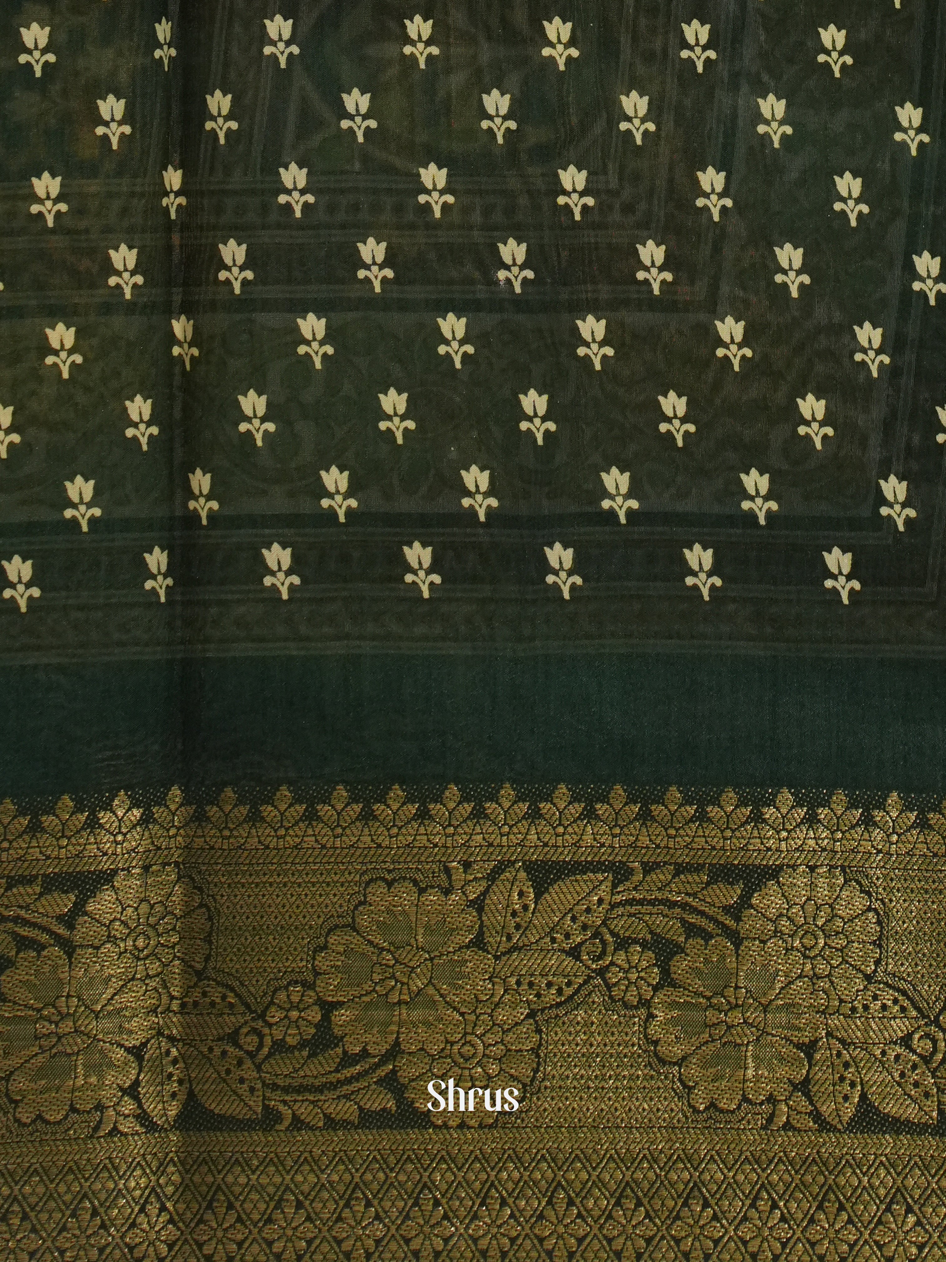 Green - Semi Crepe Saree