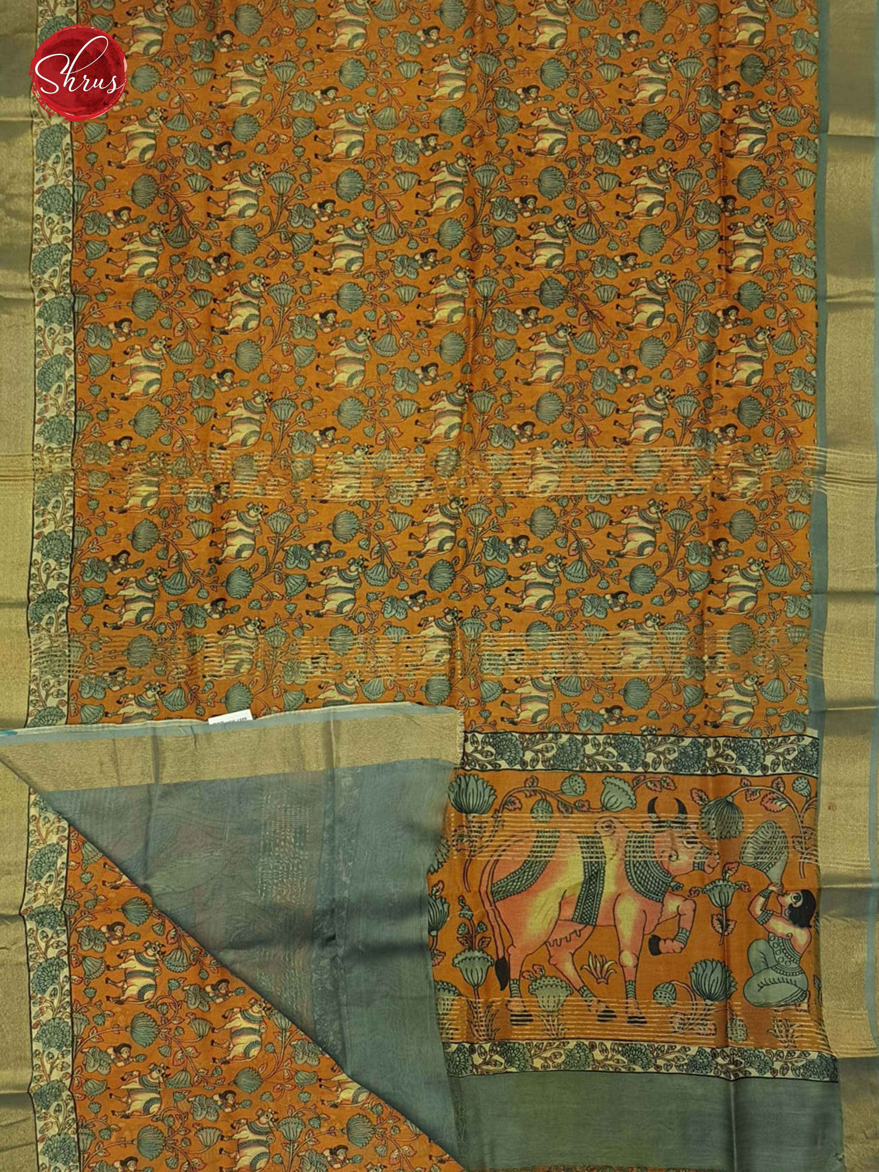 Brick Orange & Grey- Moonga Silk Sarees - Shop on ShrusEternity.com