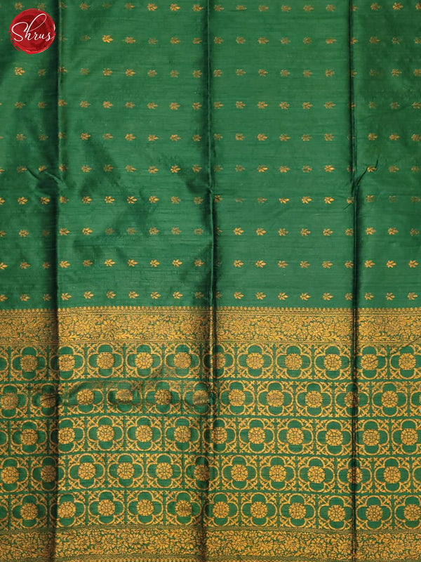 Semi raw silk saree green with zari woven floral buttas and zari woven –  Prashanti Sarees