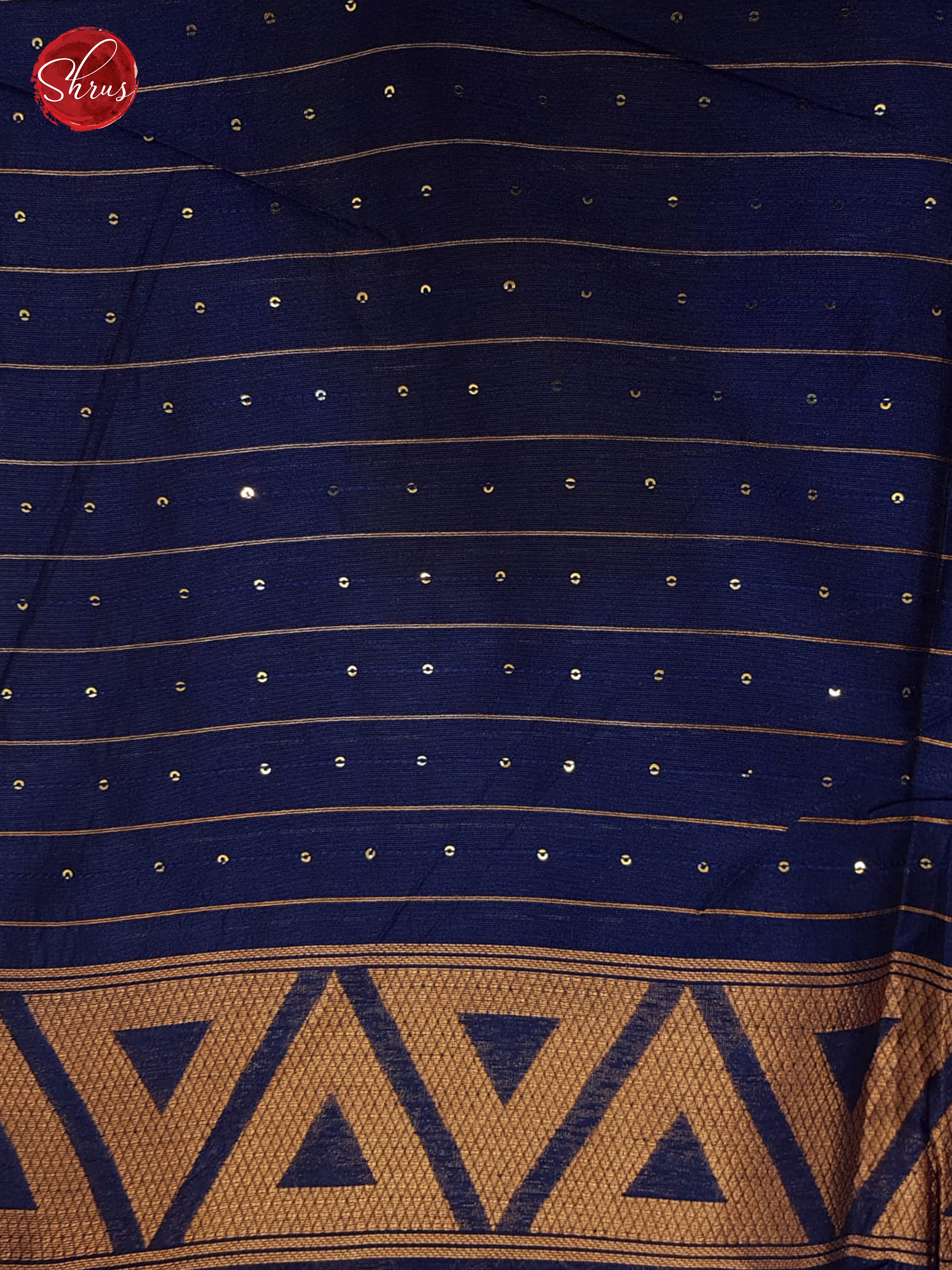 Blue & Dark Blue - Semi Raw Silk Saree - Shop on ShrusEternity.com