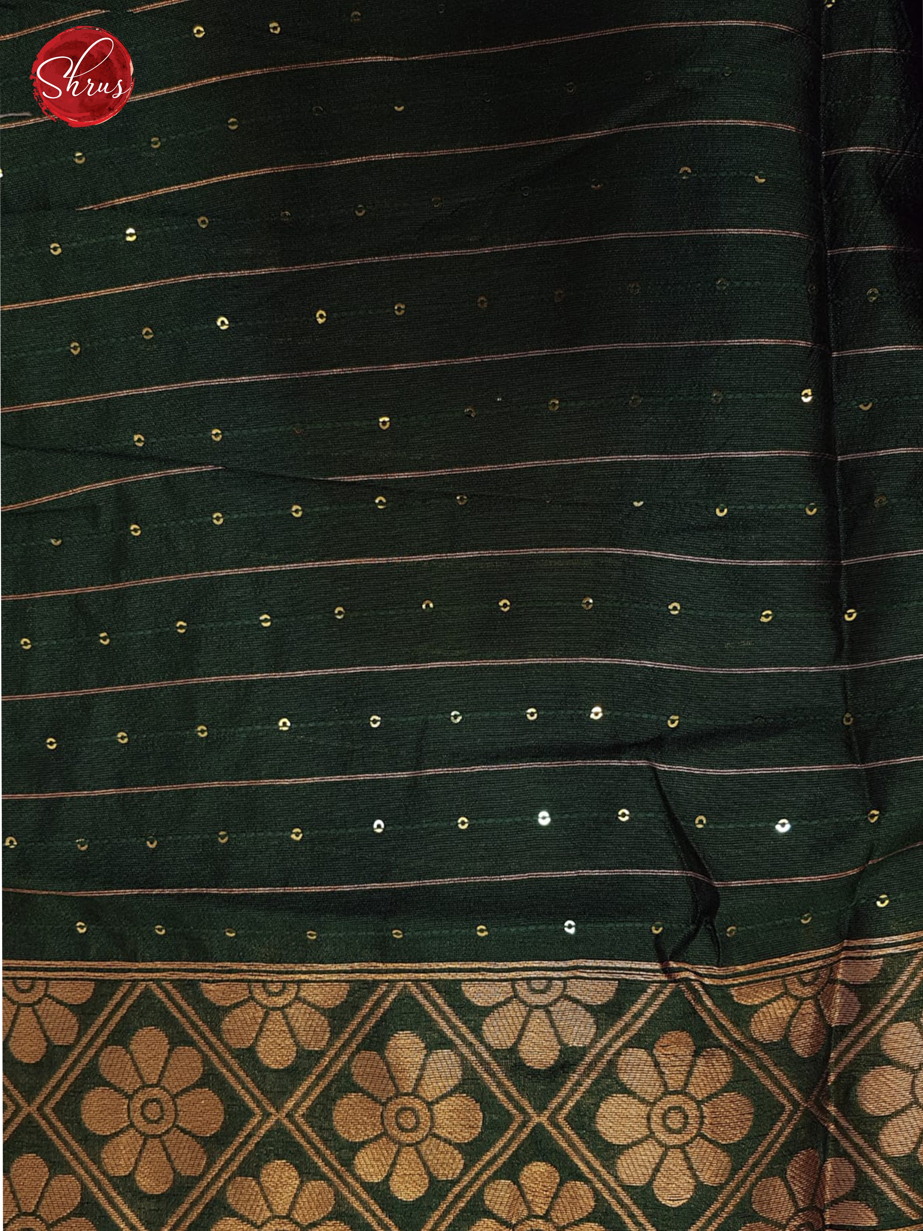 Greenish Grey & Green - Semi Raw Silk Saree - Shop on ShrusEternity.com