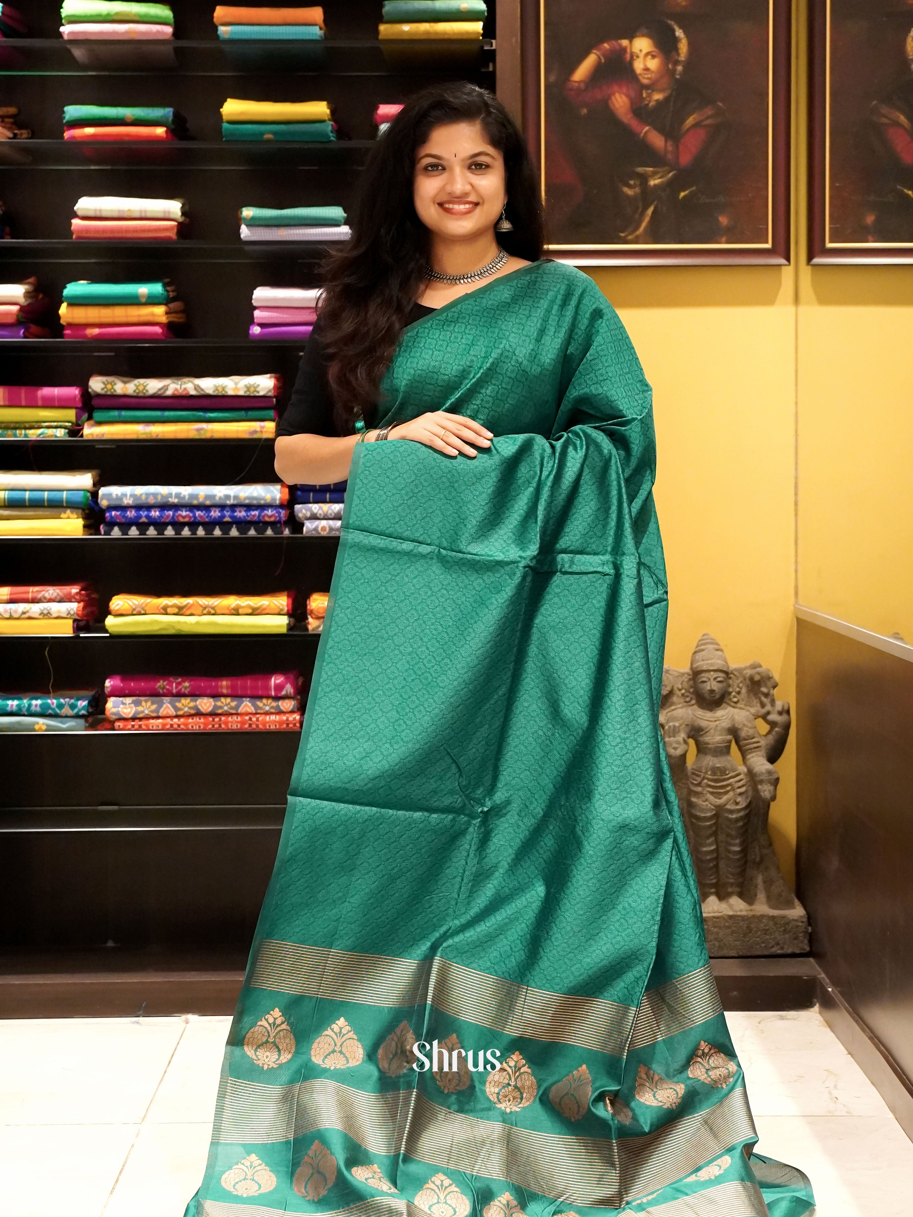 Green(Single Tone) - Semi Raw Silk Saree