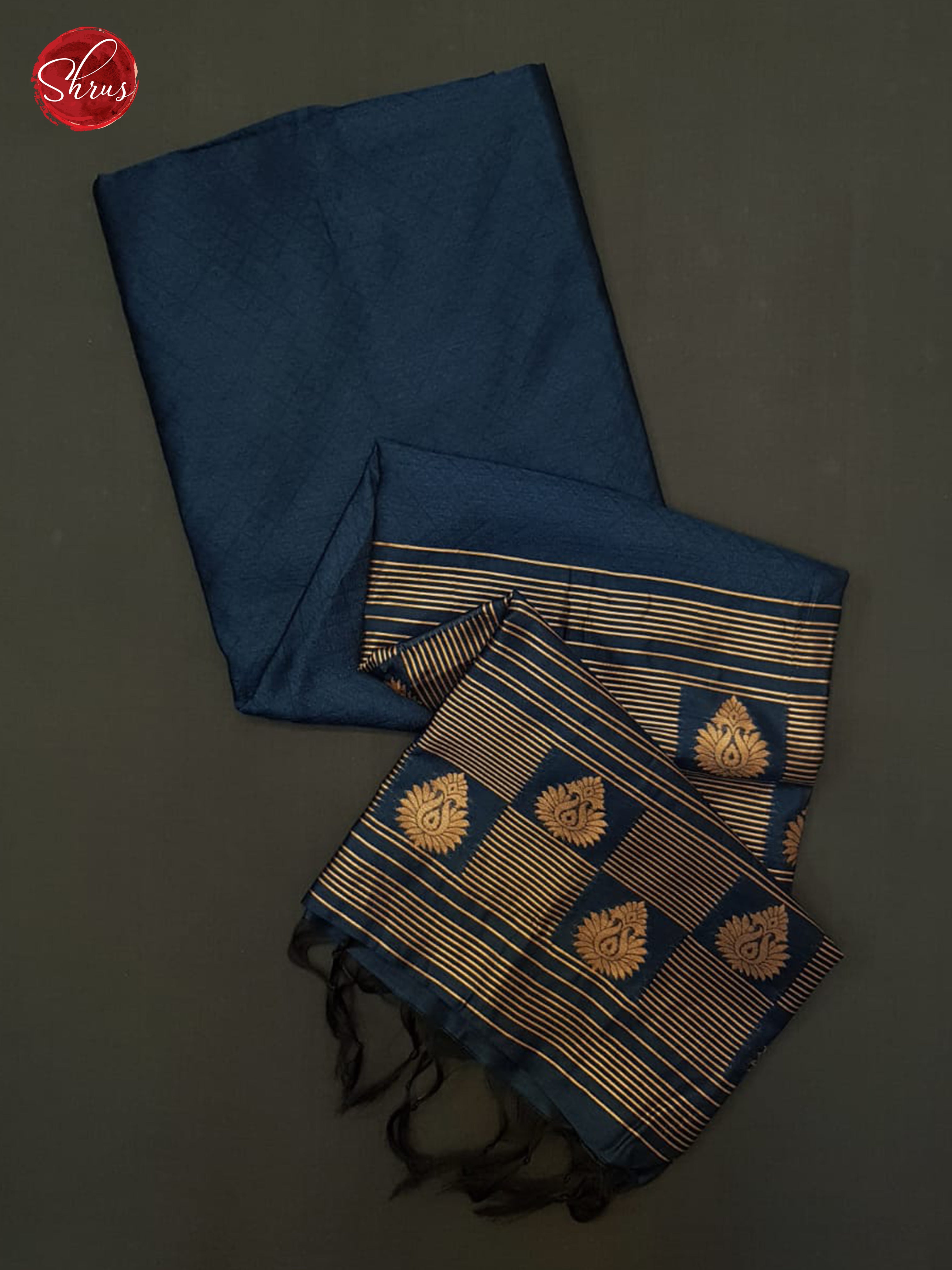 Navy Blue(Single Tone) - Semi Raw Silk Saree - Shop on ShrusEternity.com