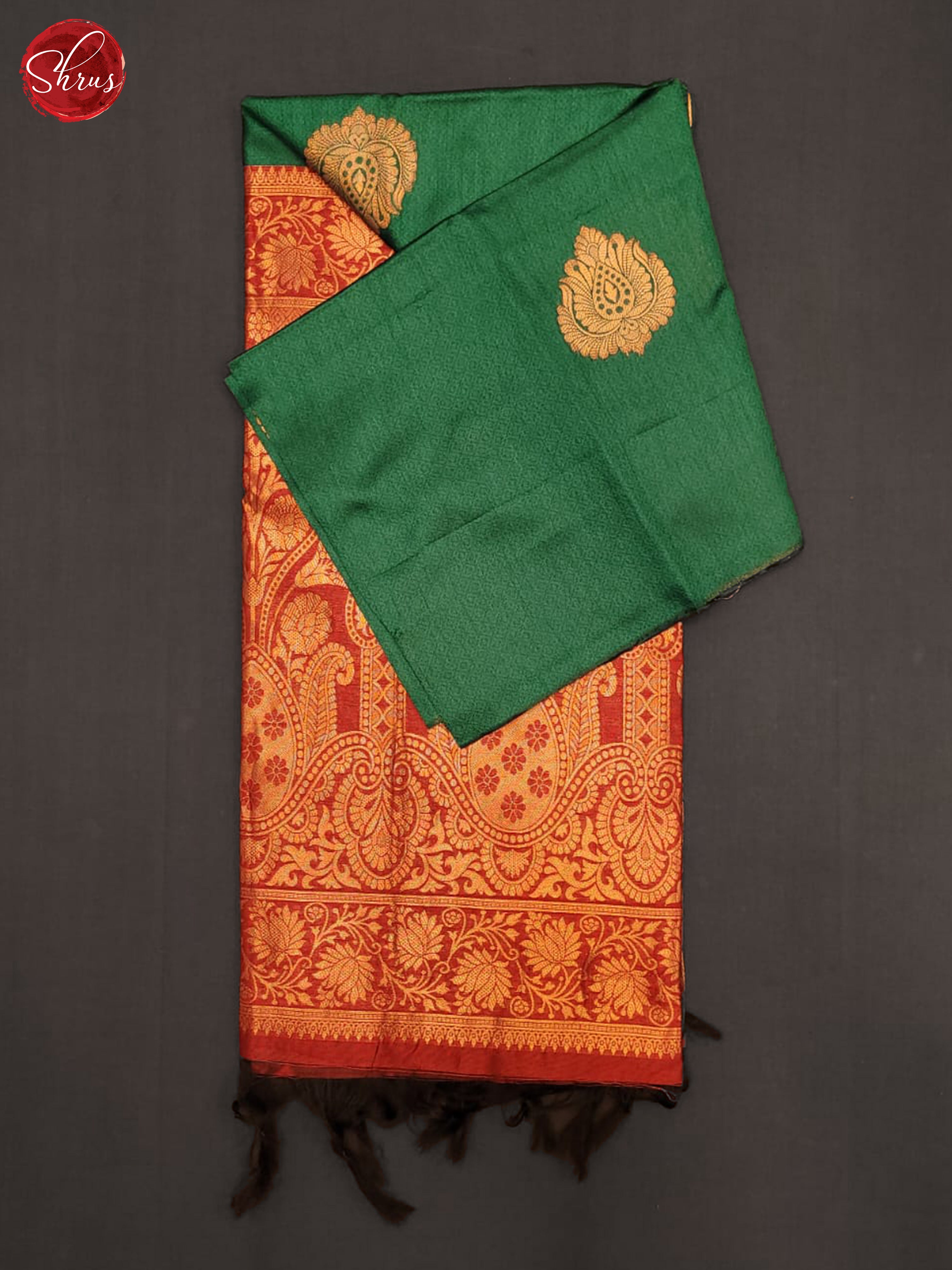 Green & Red- Semi Raw Silk Saree - Shop on ShrusEternity.com