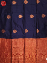 Navy Blue & Red - Semi Raw silk Saree - Shop on ShrusEternity.com