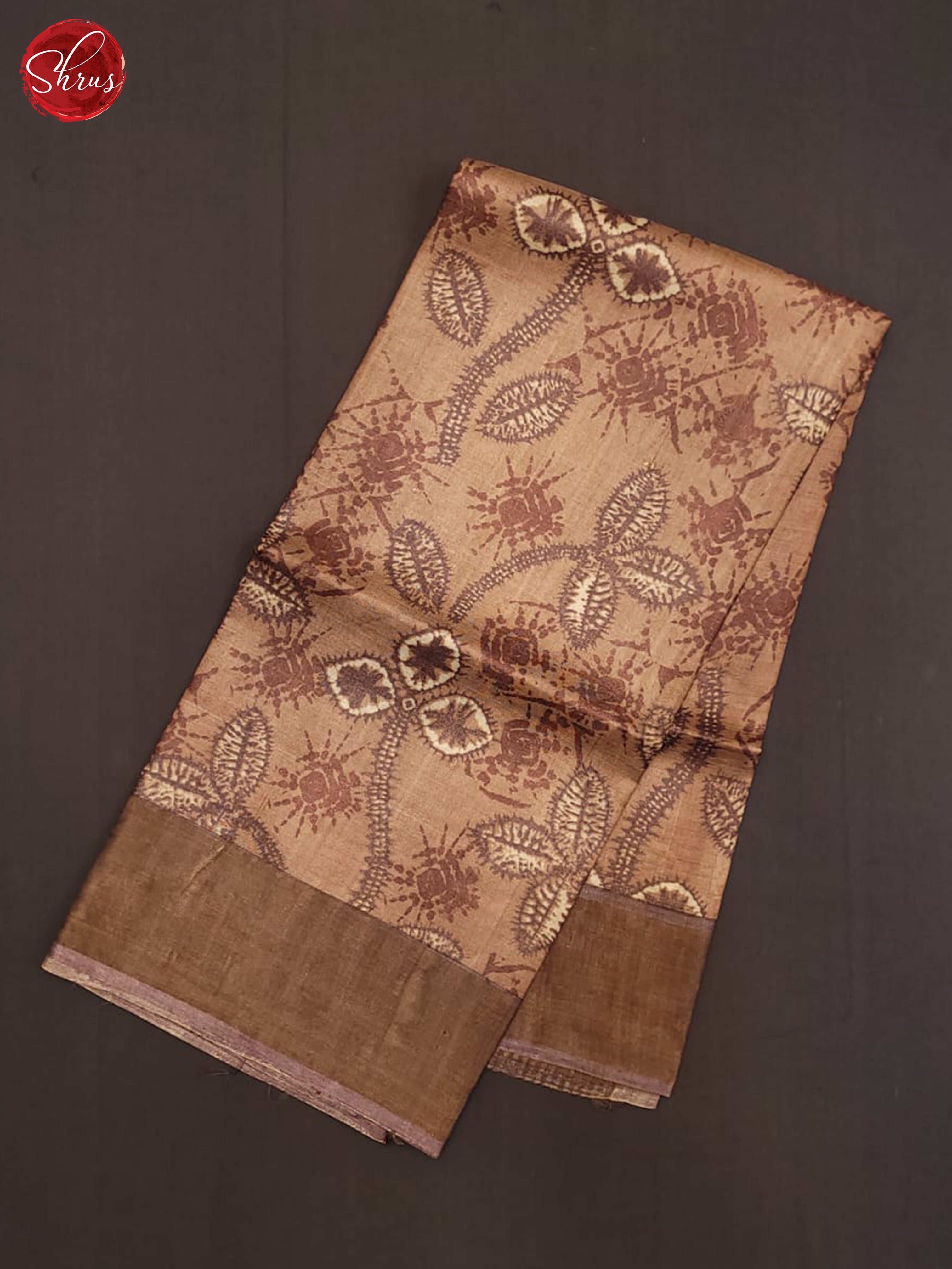 lite Brown and dark Onion pink-Tussar Saree - Shop on ShrusEternity.com