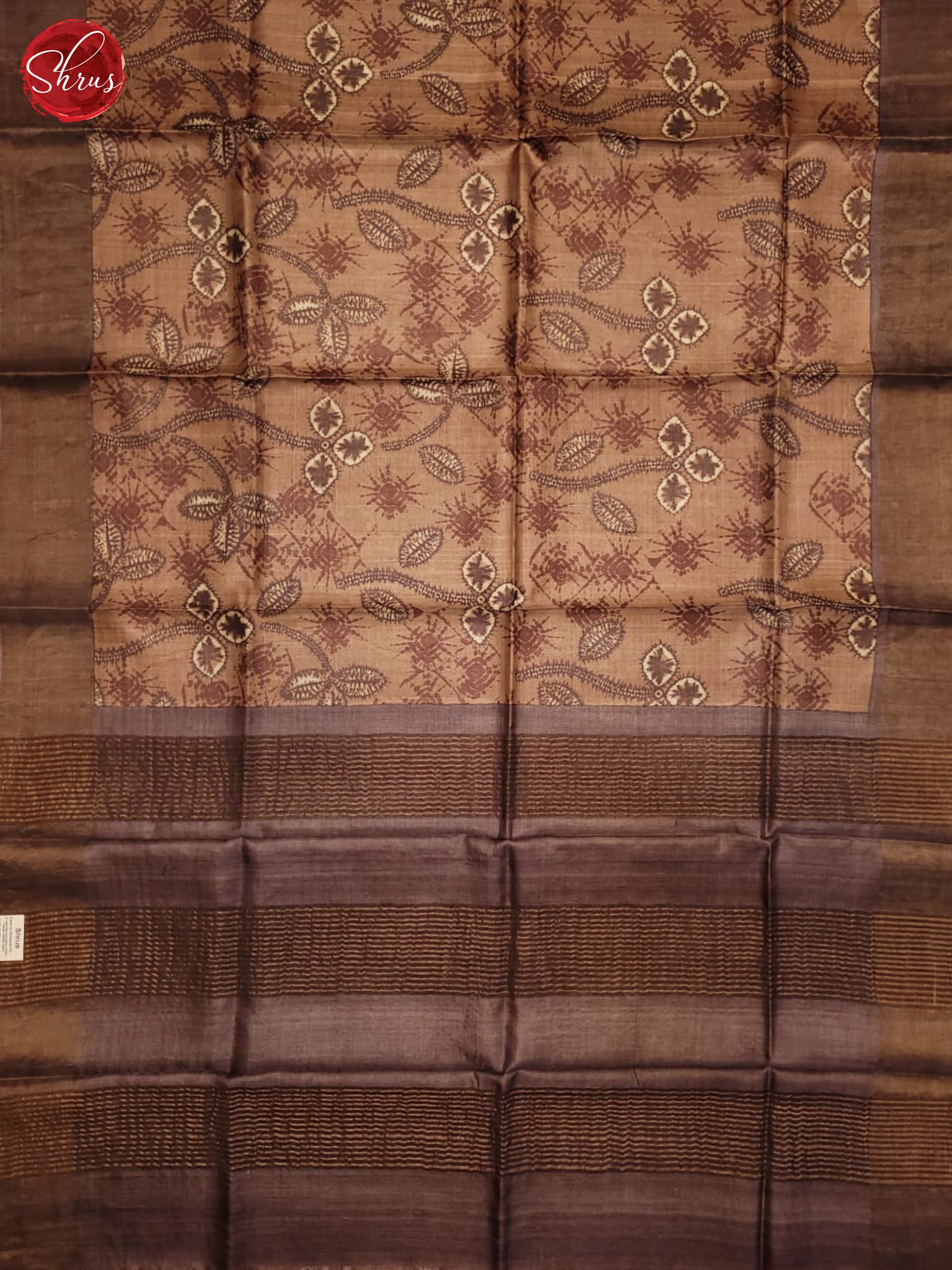 lite Brown and dark Onion pink-Tussar Saree - Shop on ShrusEternity.com