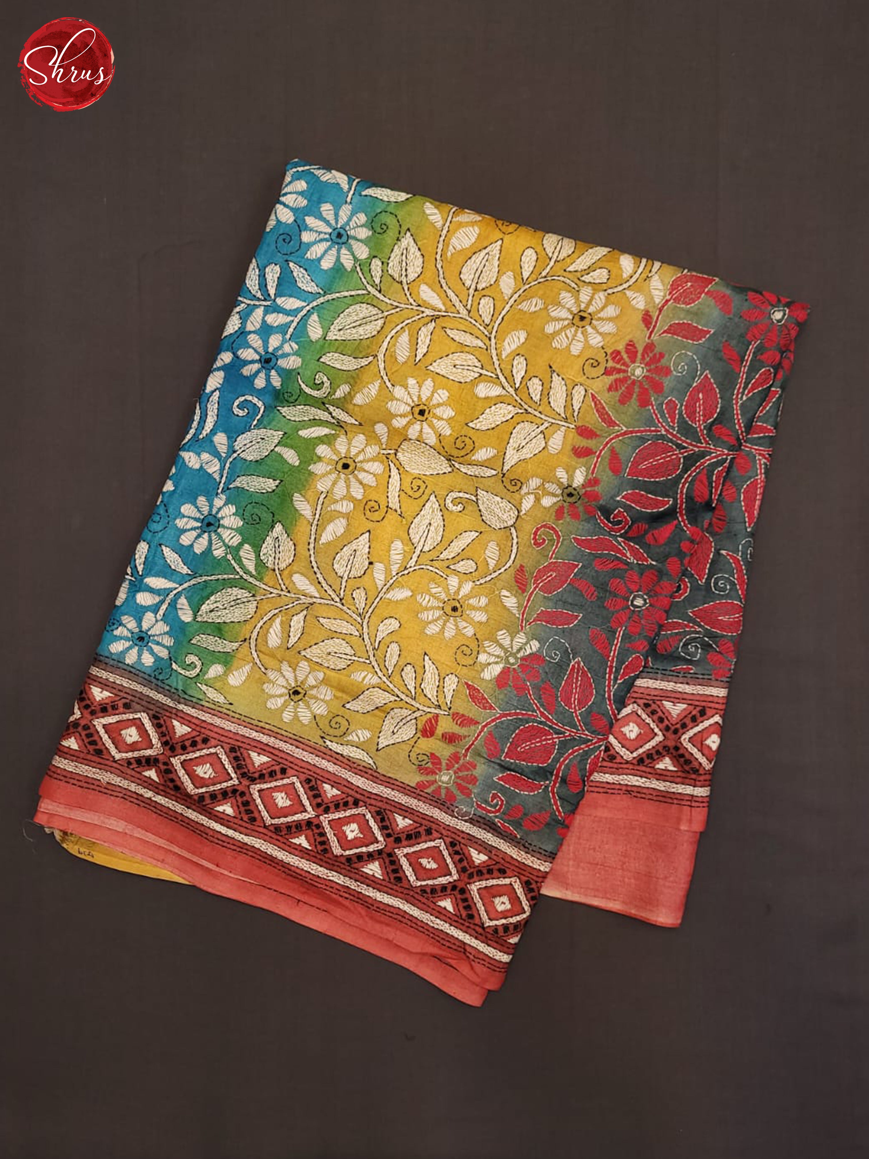 Multicolor and brick - Tussar Saree - Shop on ShrusEternity.com