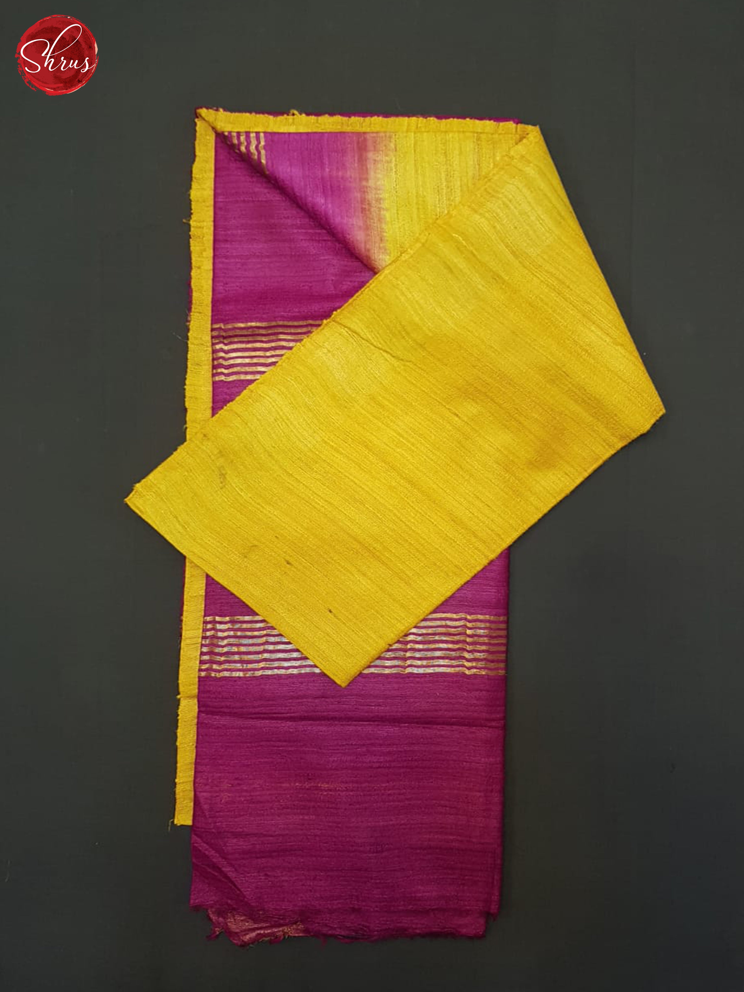 Yellow And Majenta Pink-Tussar Saree - Shop on ShrusEternity.com