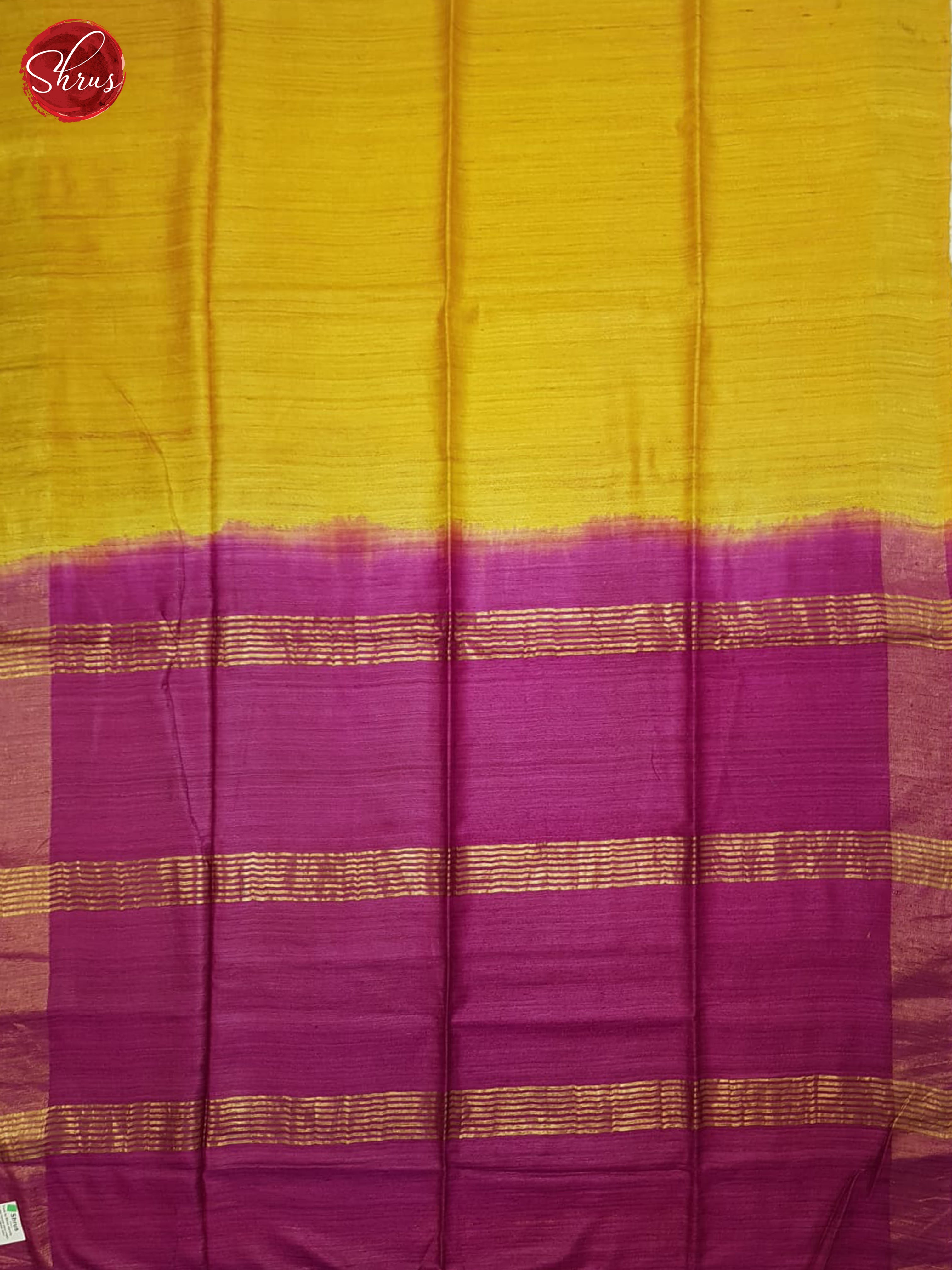 Yellow And Majenta Pink-Tussar Saree - Shop on ShrusEternity.com