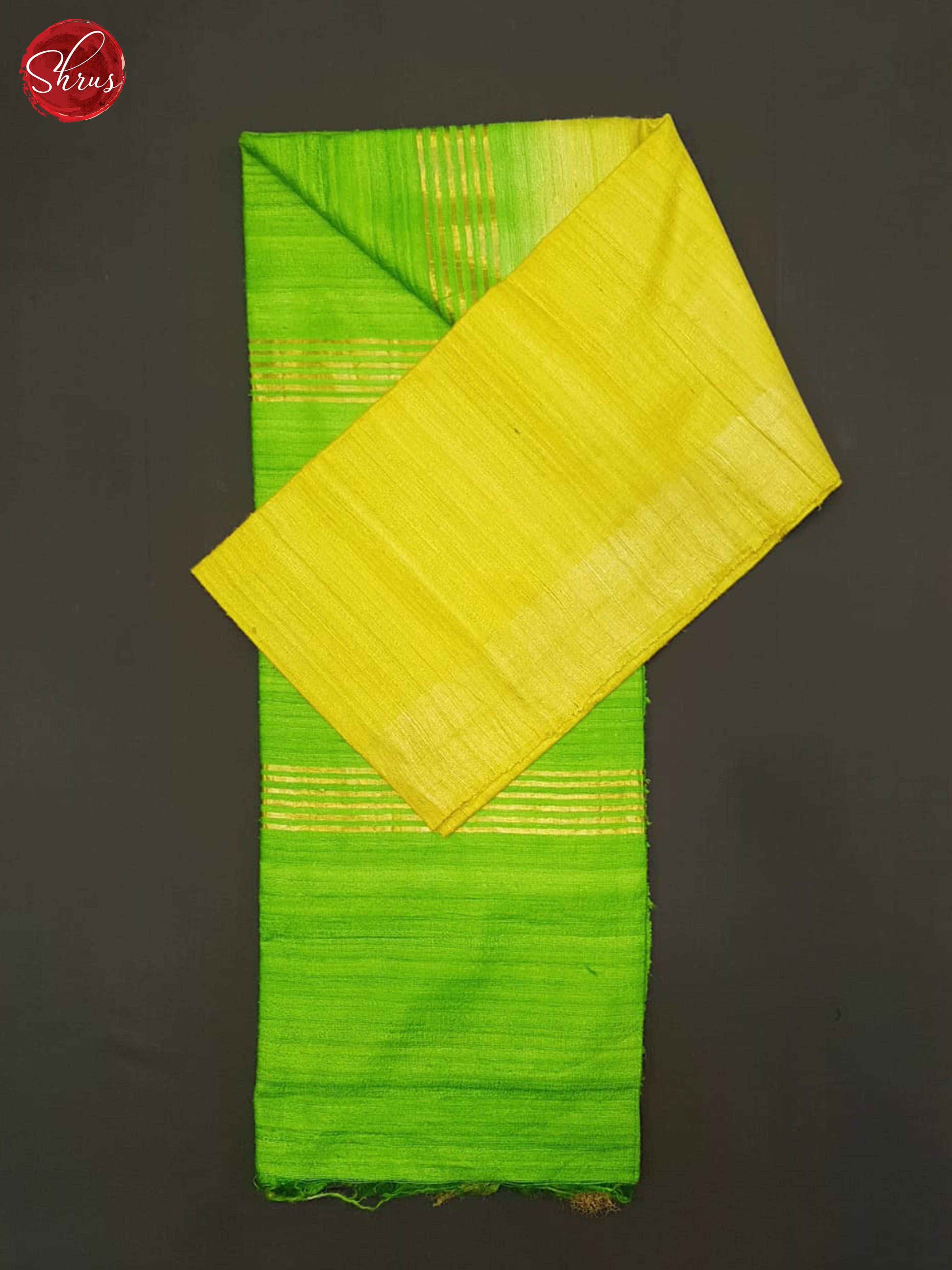 Yellow And Green-Tussar saree - Shop on ShrusEternity.com