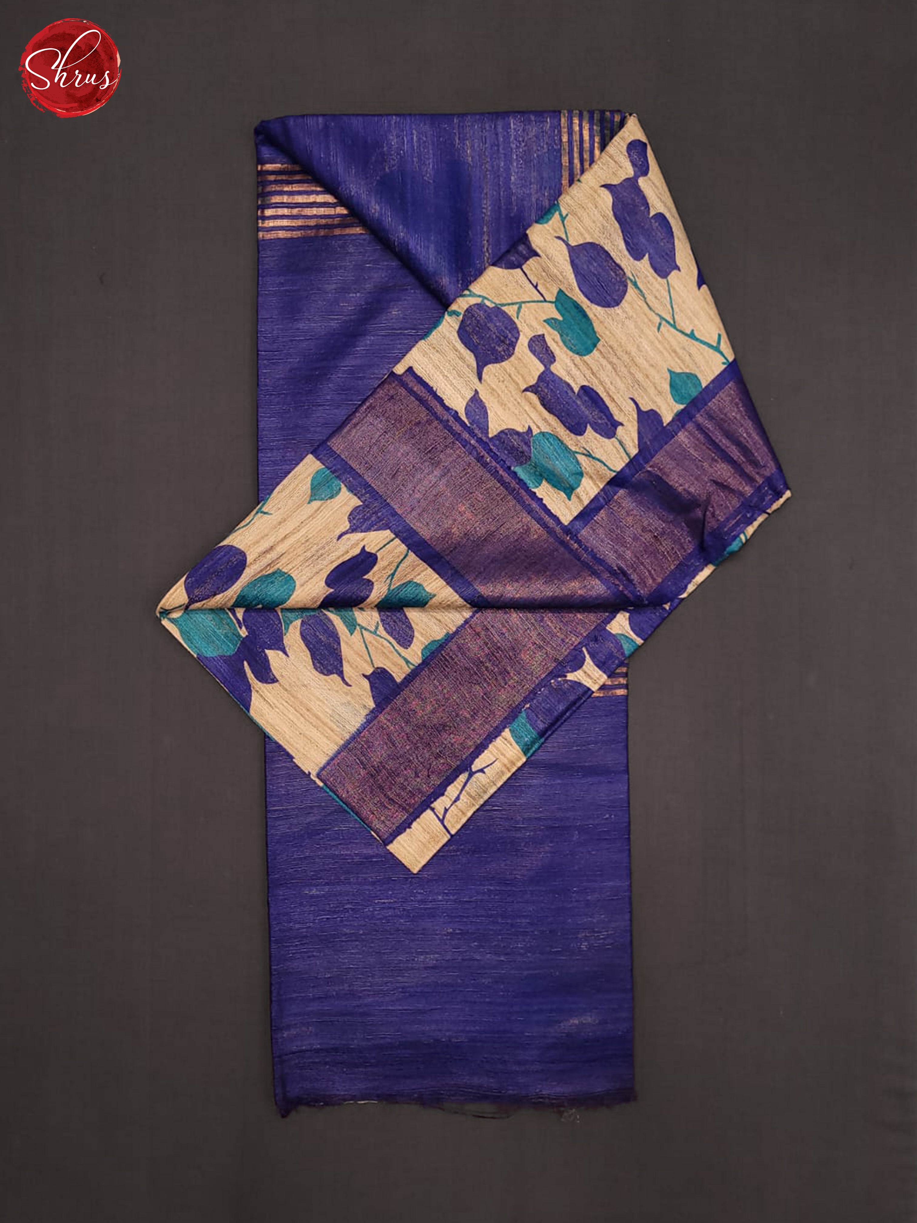 beige and Blue-Tussar Saree - Shop on ShrusEternity.com