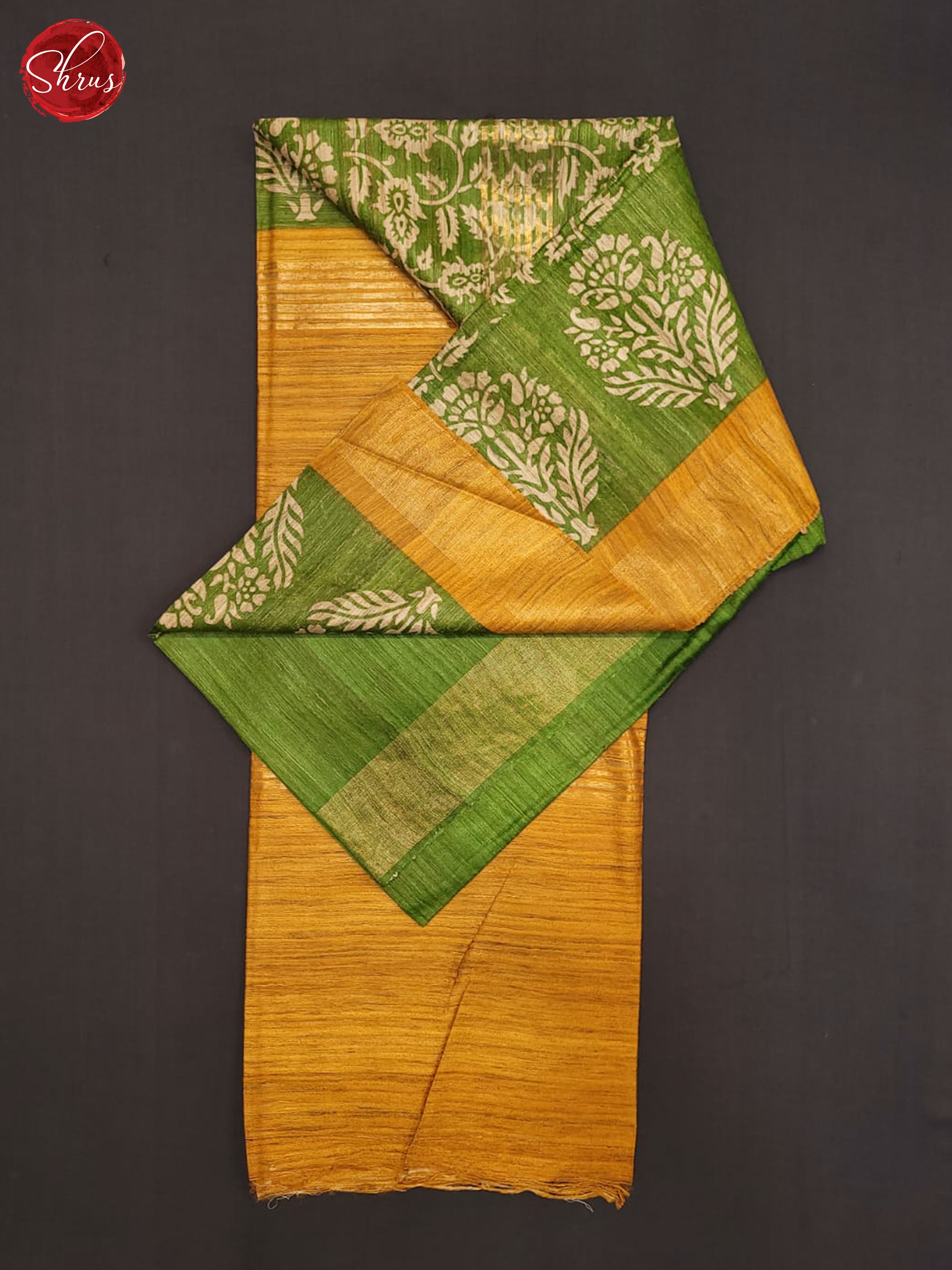 Green and mustard-Tussar Saree - Shop on ShrusEternity.com