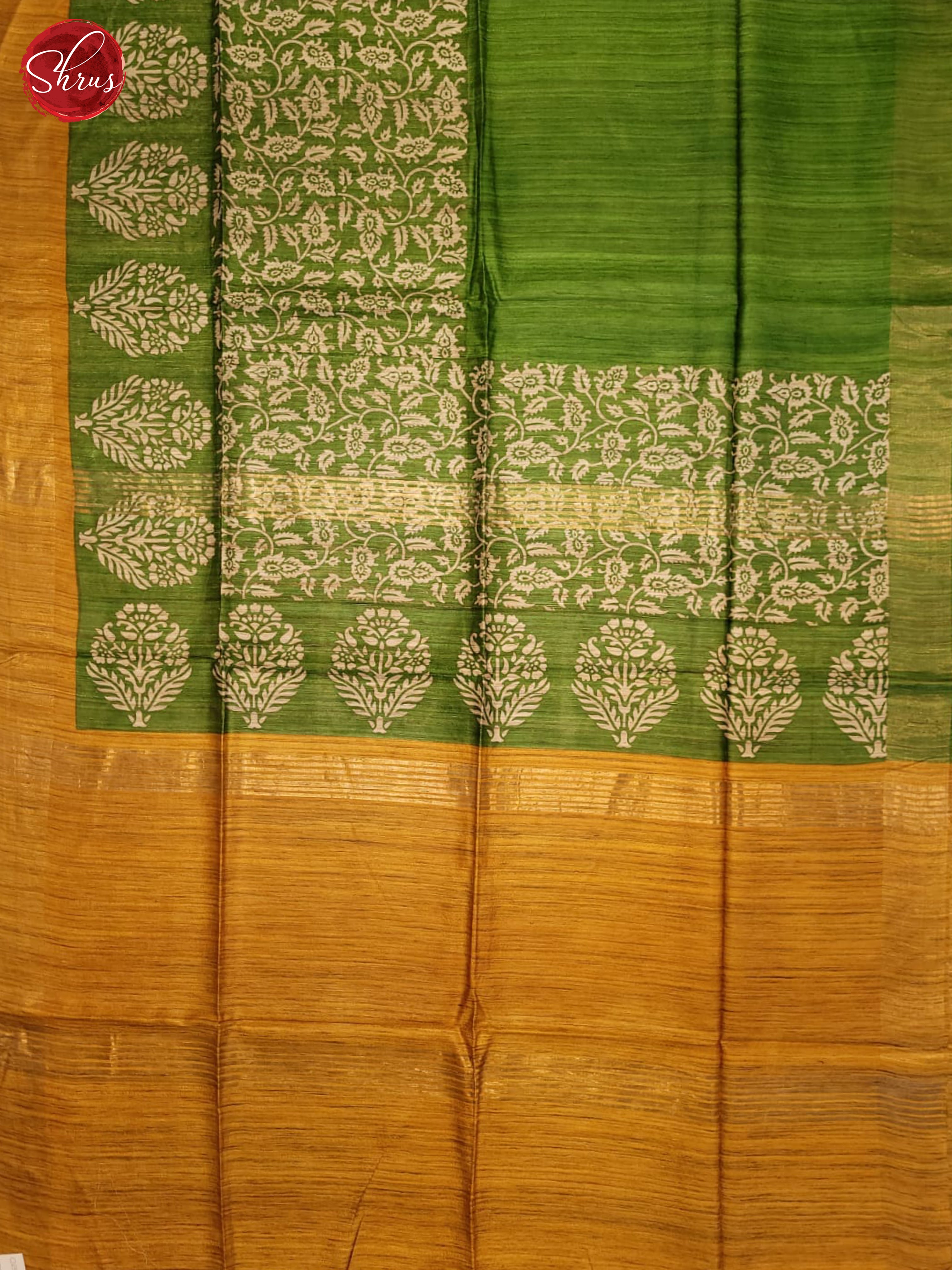 Green and mustard-Tussar Saree - Shop on ShrusEternity.com