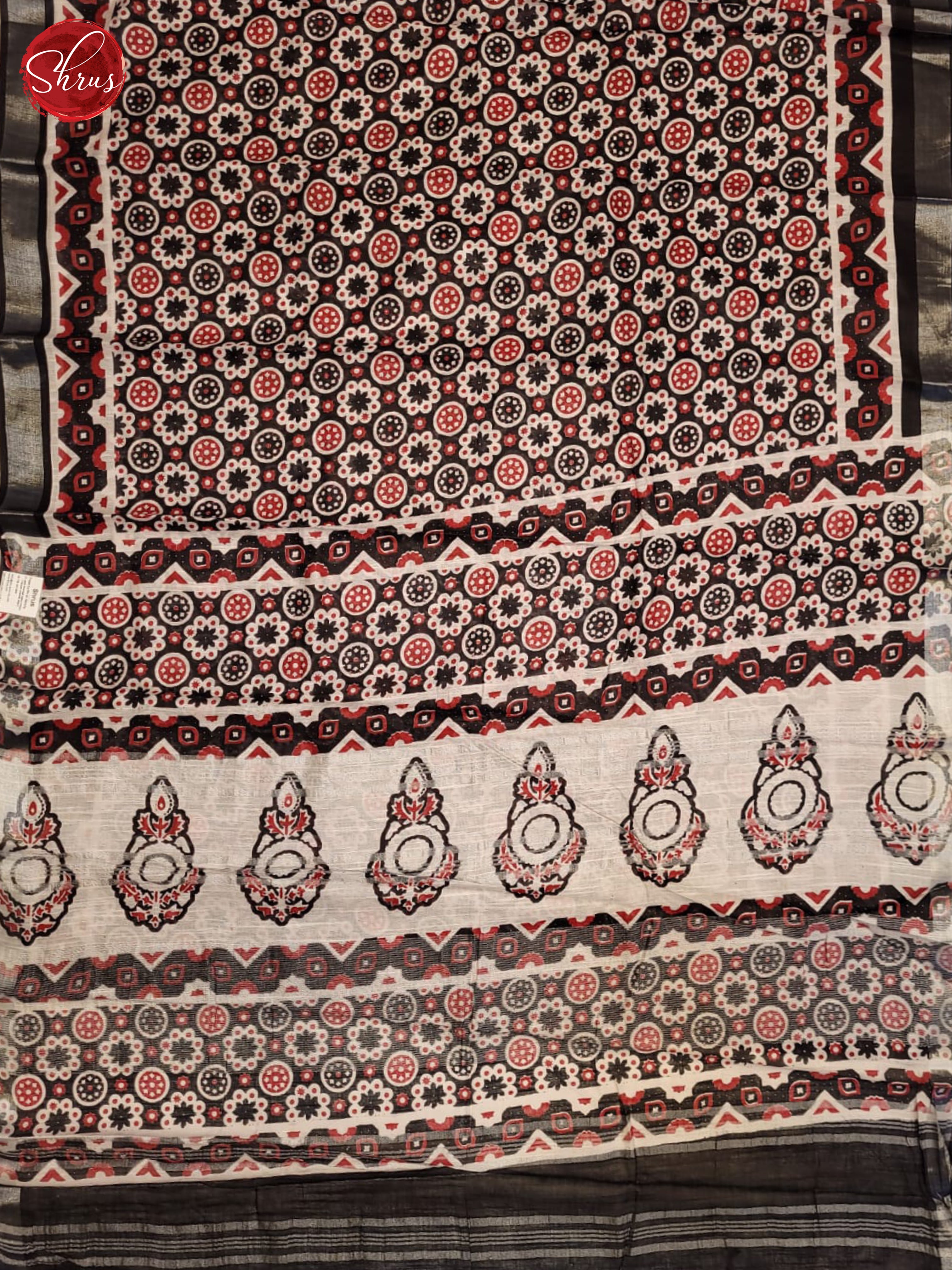Black & Red - Linen Cotton Saree - Shop on ShrusEternity.com