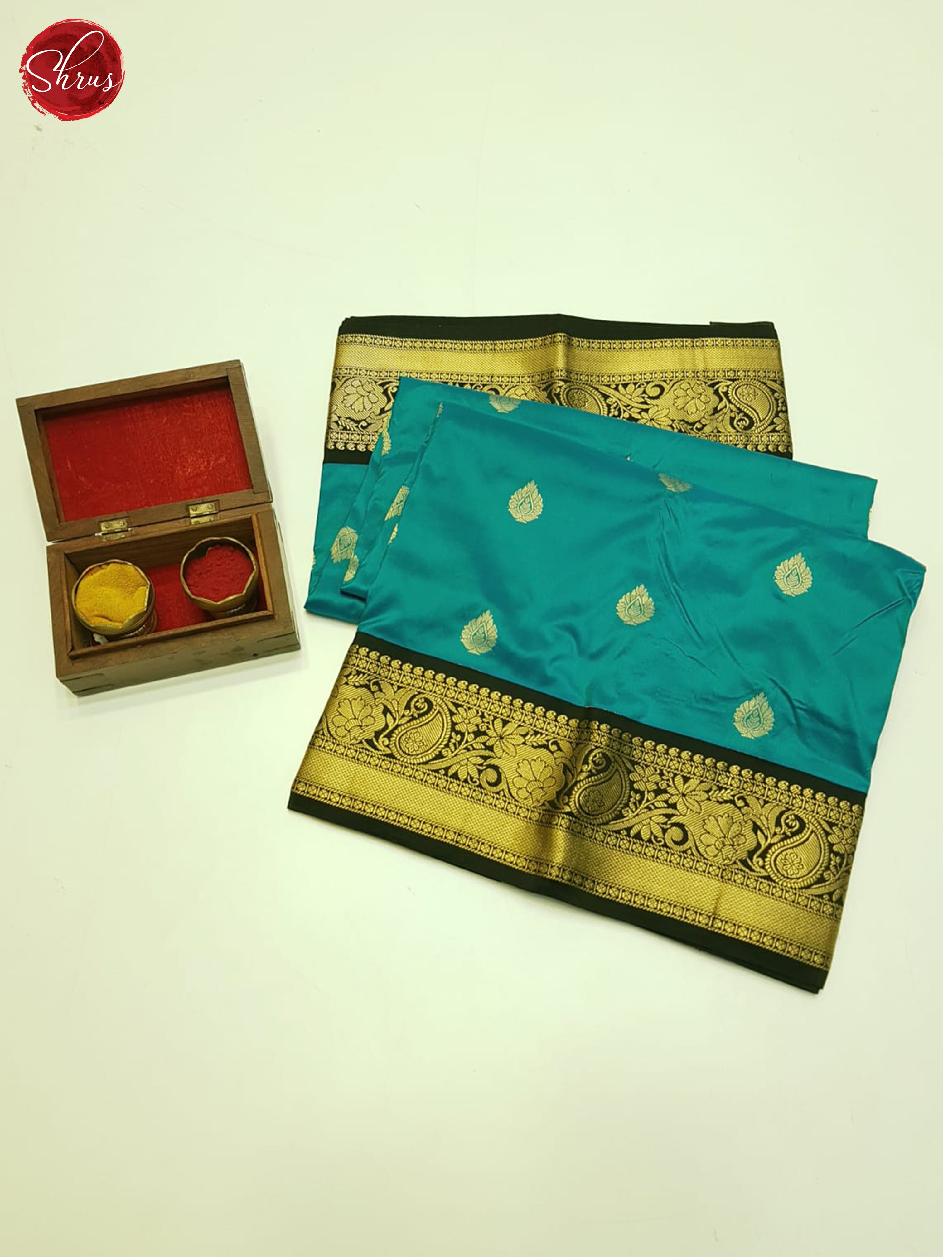 Blue and Black - Kanchipuram Silk Saree - Shop on ShrusEternity.com