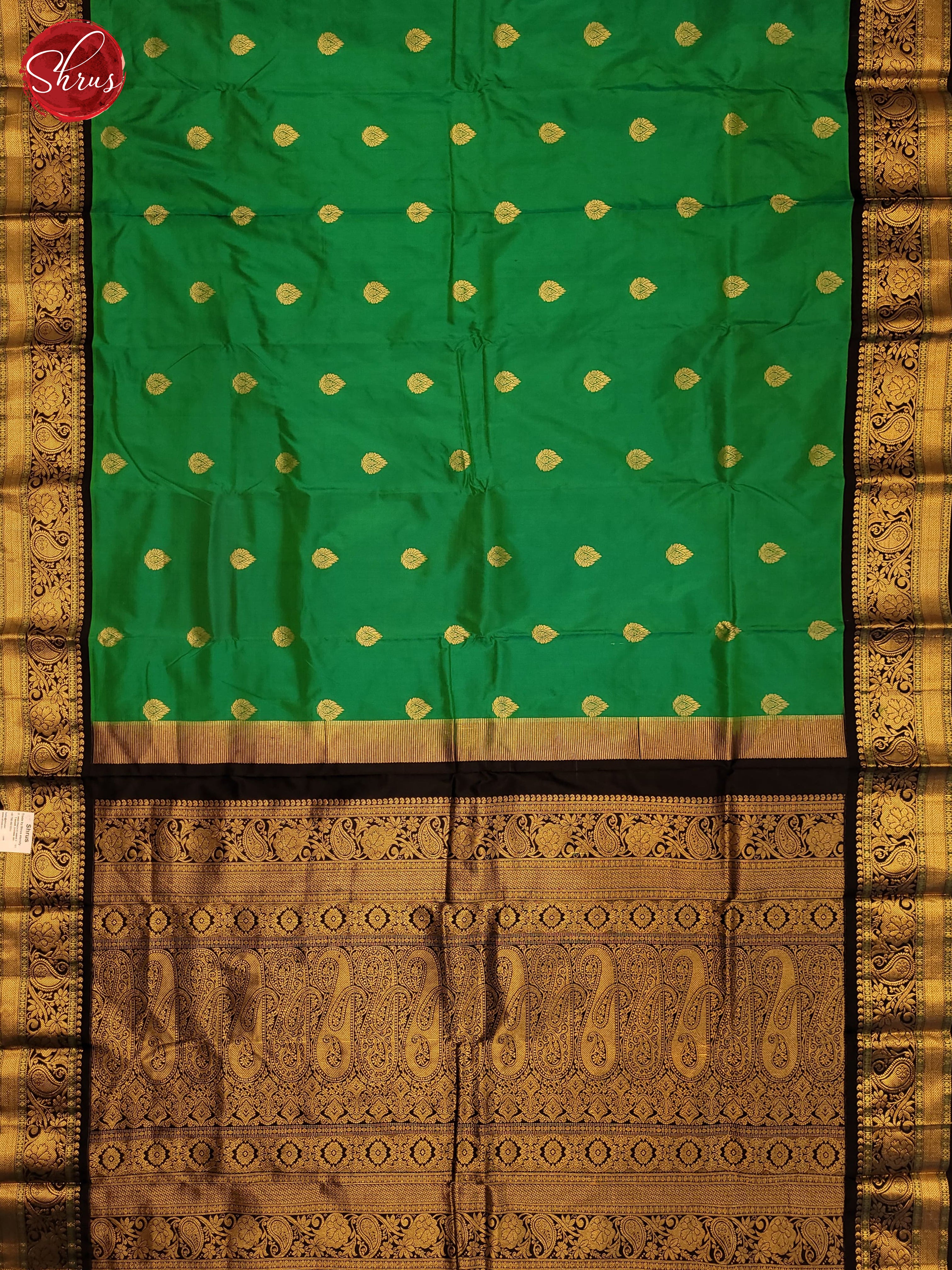 green and black-Kanchipuram Silk saree - Shop on ShrusEternity.com