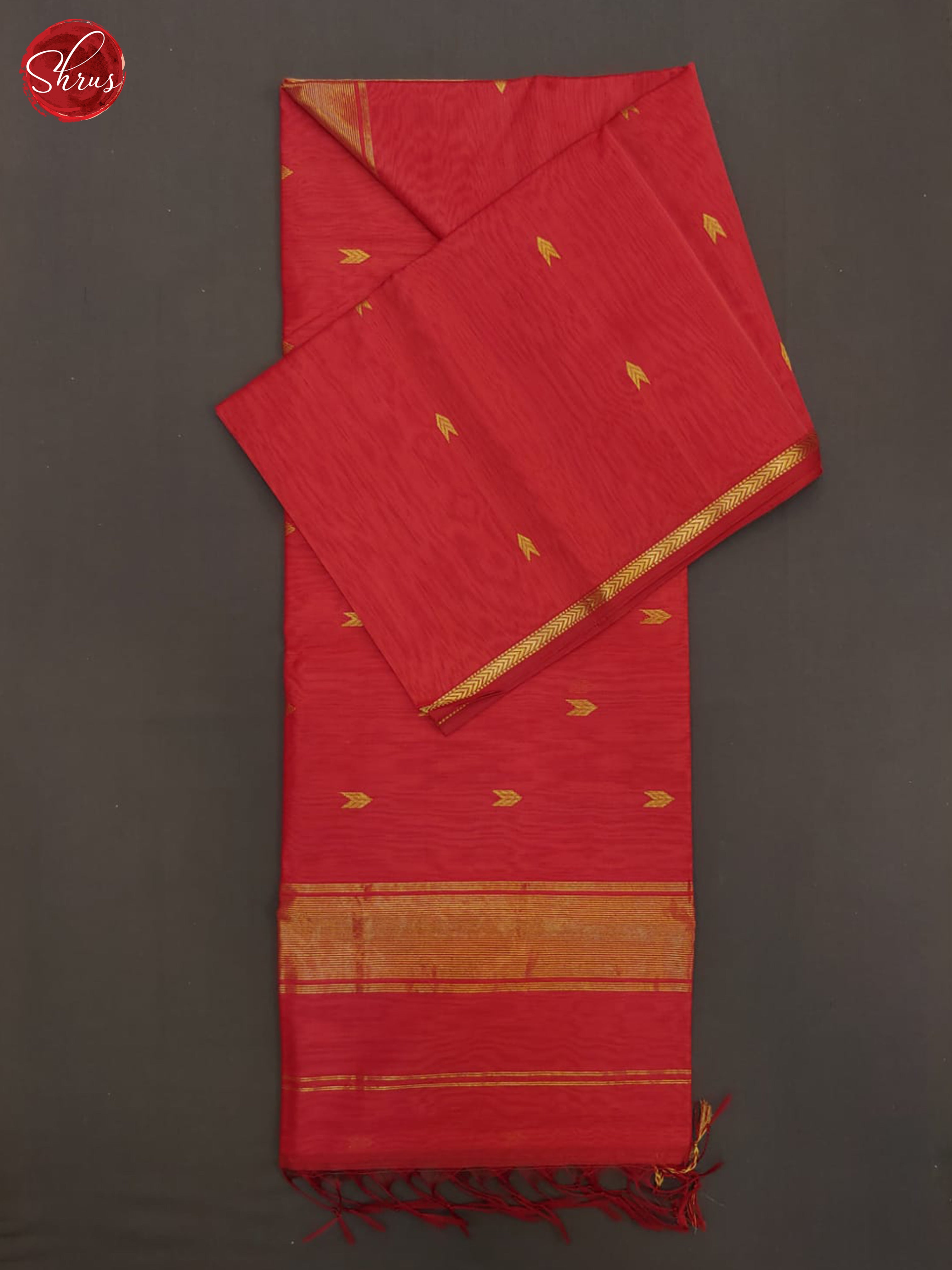 Red(Single Tone)- Maheshwari Silk Cotton Saree - Shop on ShrusEternity.com