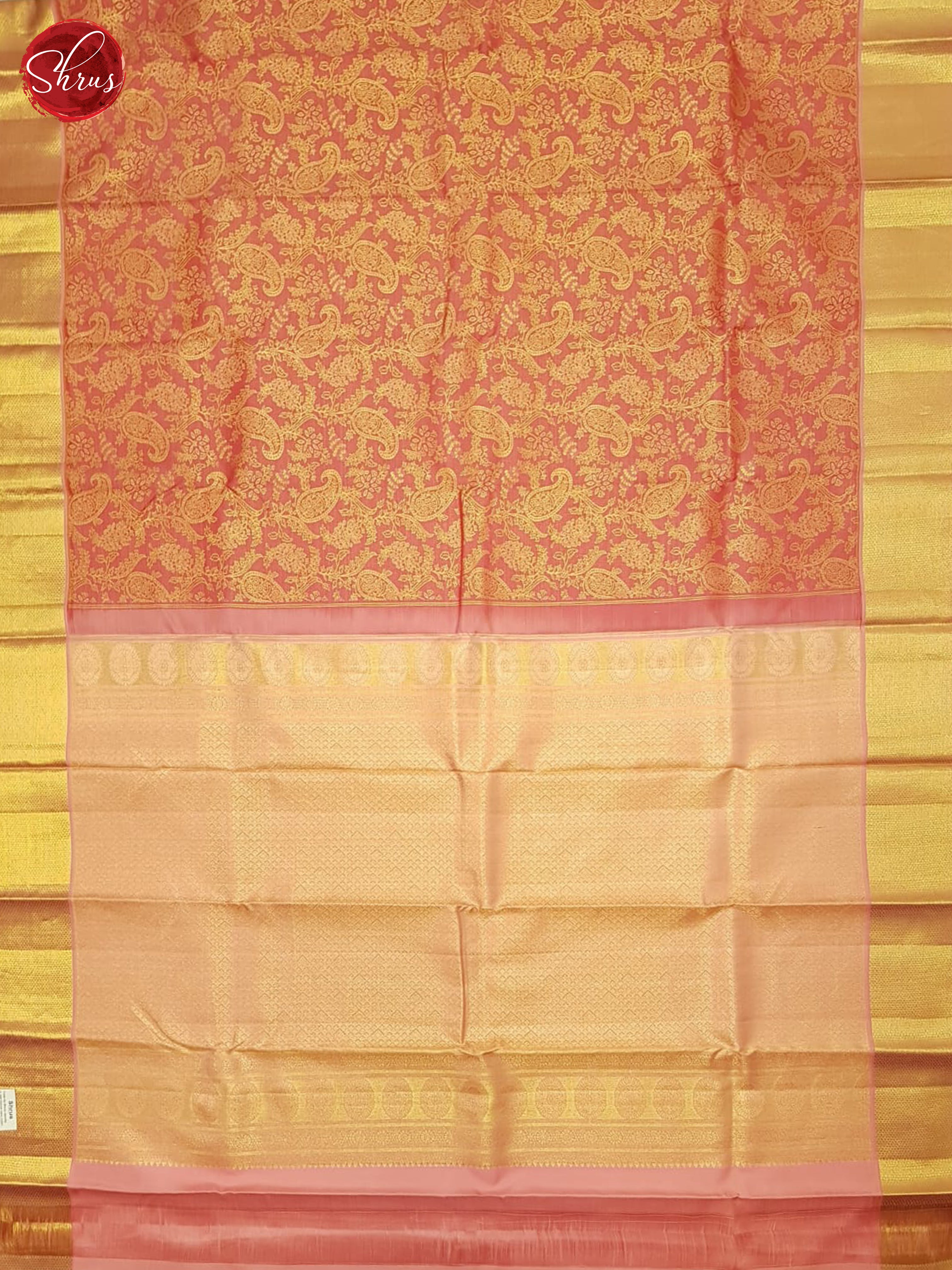 Orangish Pink - Kanchipuram Silk Saree - Shop on ShrusEternity.com