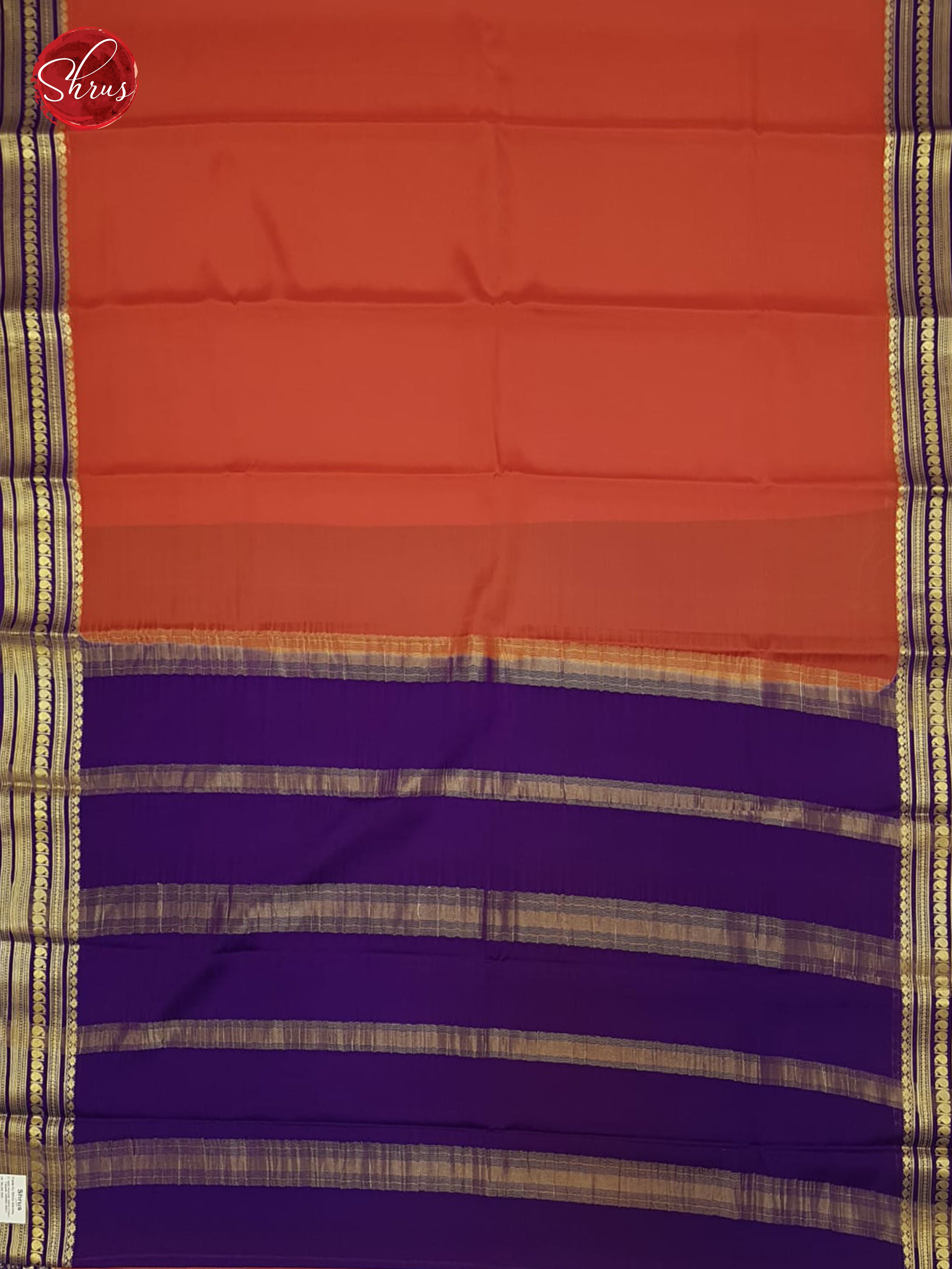 Orange & Purple - Mysore Silk Saree - Shop on ShrusEternity.com