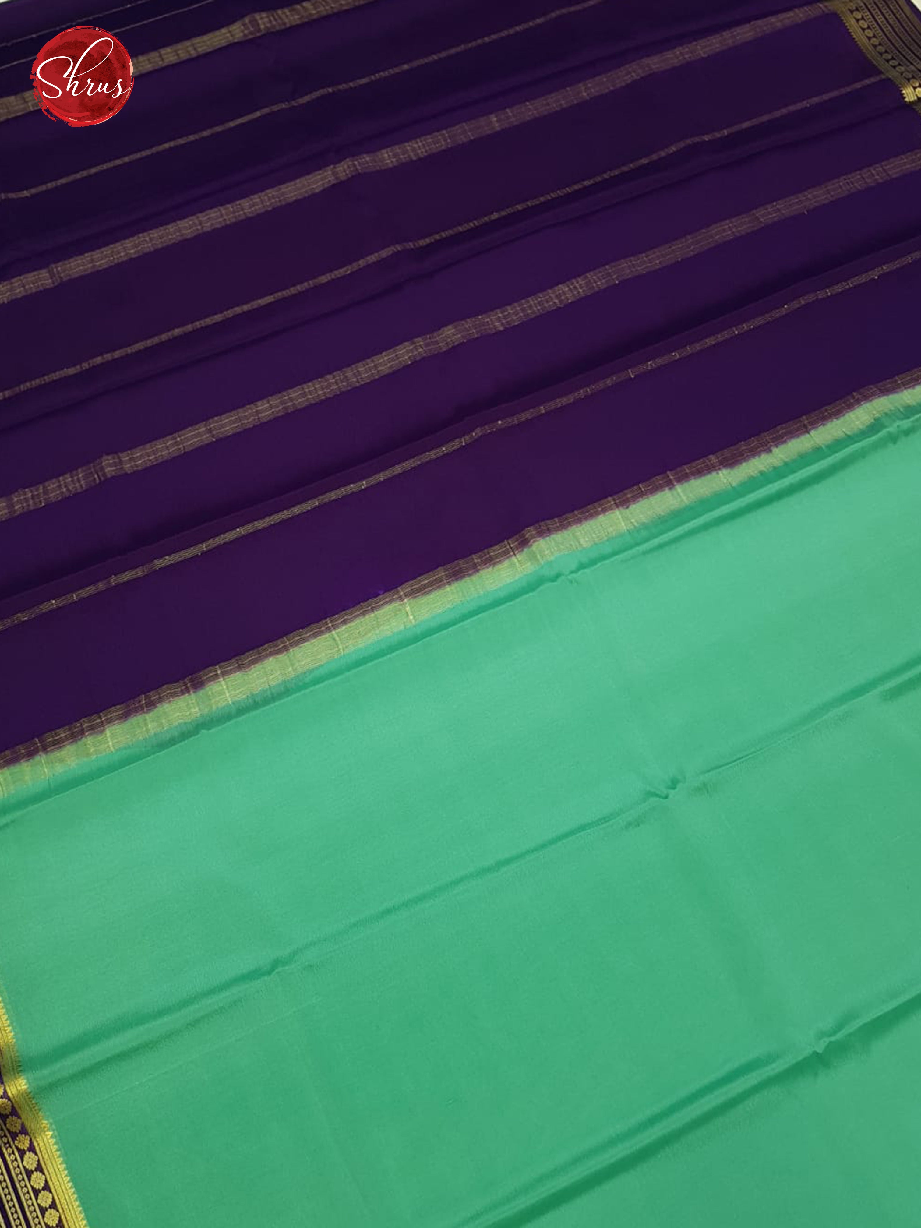 Teal Green & Purple- Mysore Silk Saree - Shop on ShrusEternity.com