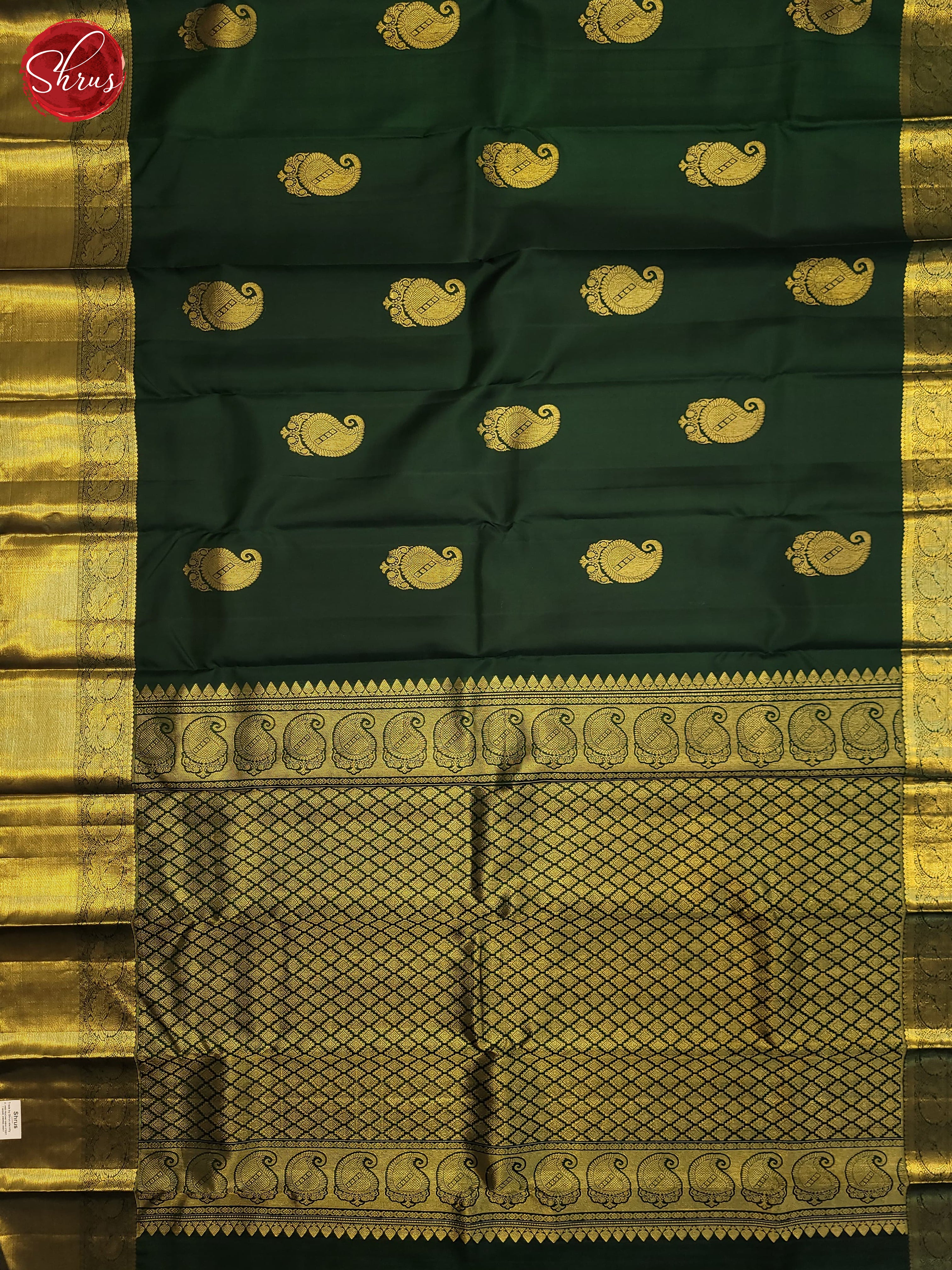Bottle Green(Single tone)-Kanchipuram Silk Saree - Shop on ShrusEternity.com