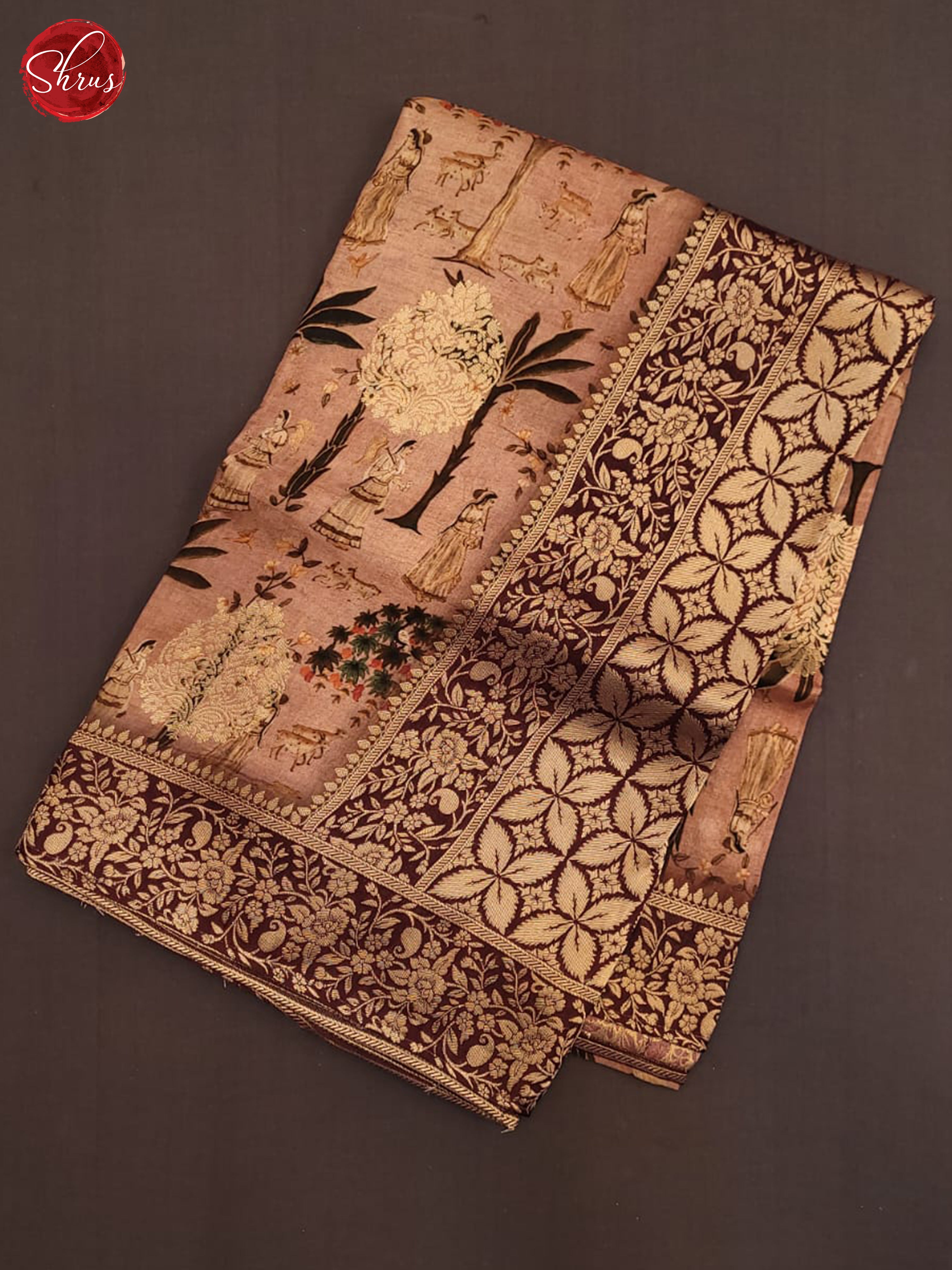 Peach & Brown - Semi Crepe Saree - Shop on ShrusEternity.com