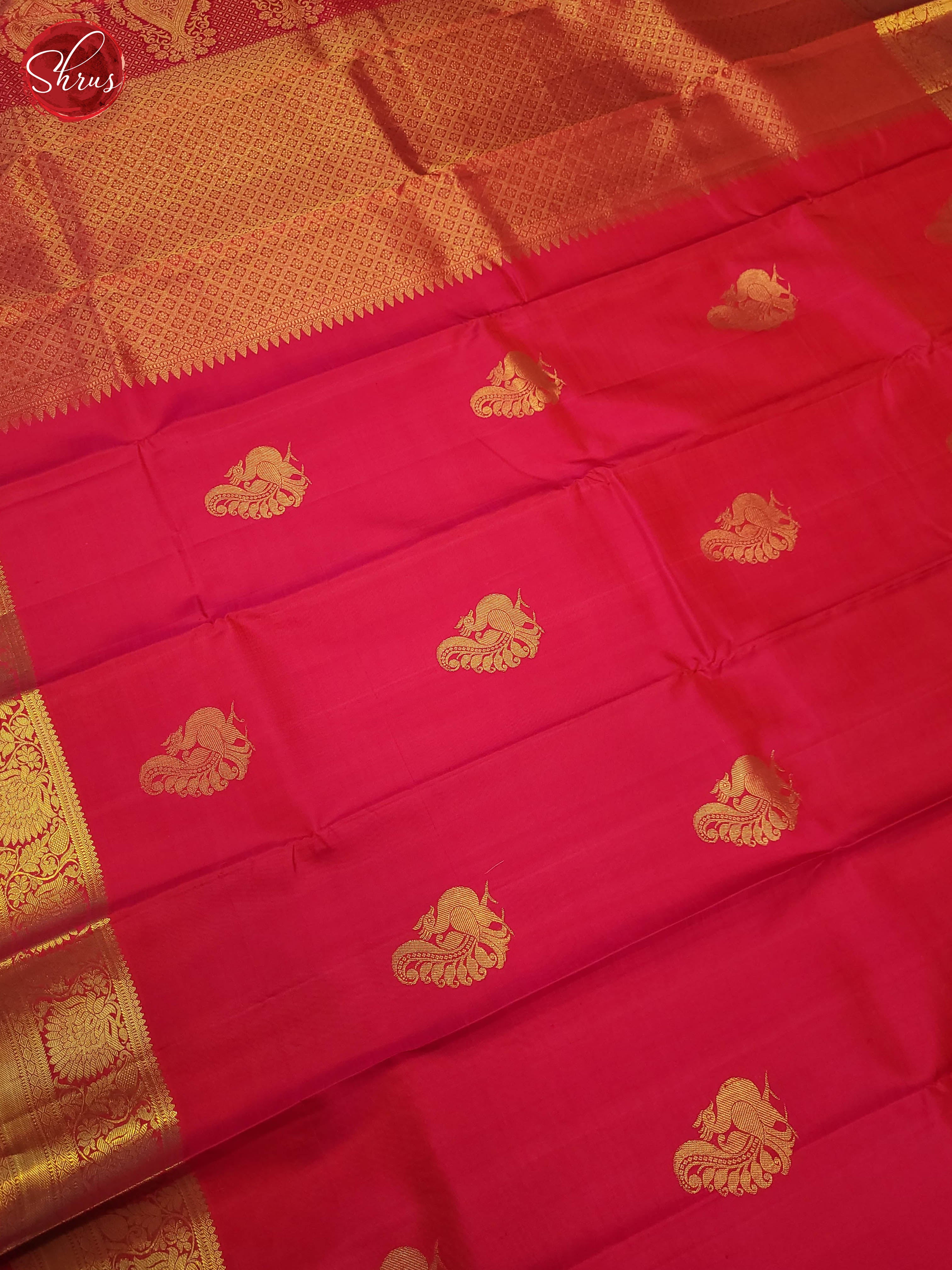 Pink(Single tone)-Kanchipuram Silk Saree - Shop on ShrusEternity.com