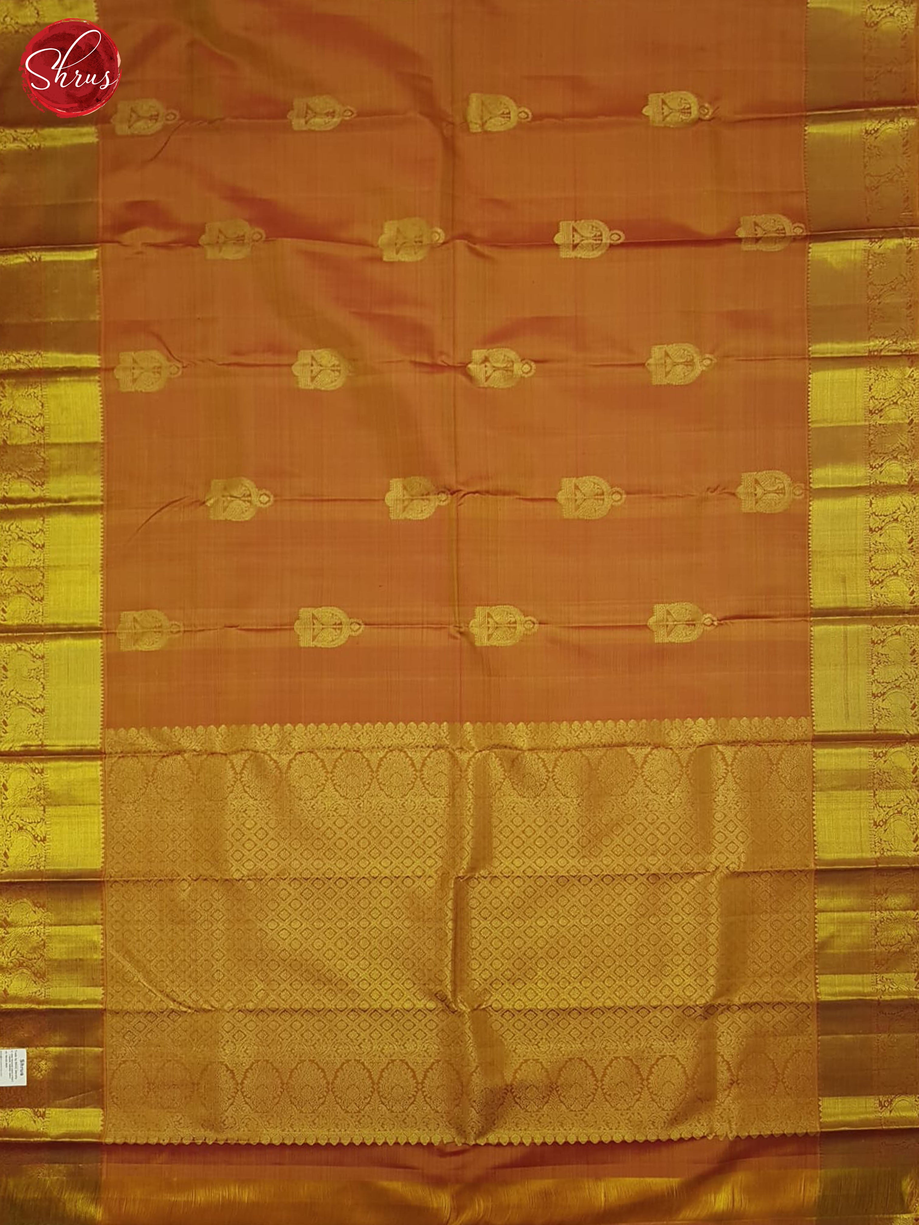 Double Shaded Brick Orange(Single tone)-Kanchipuram Silk Saree - Shop on ShrusEternity.com