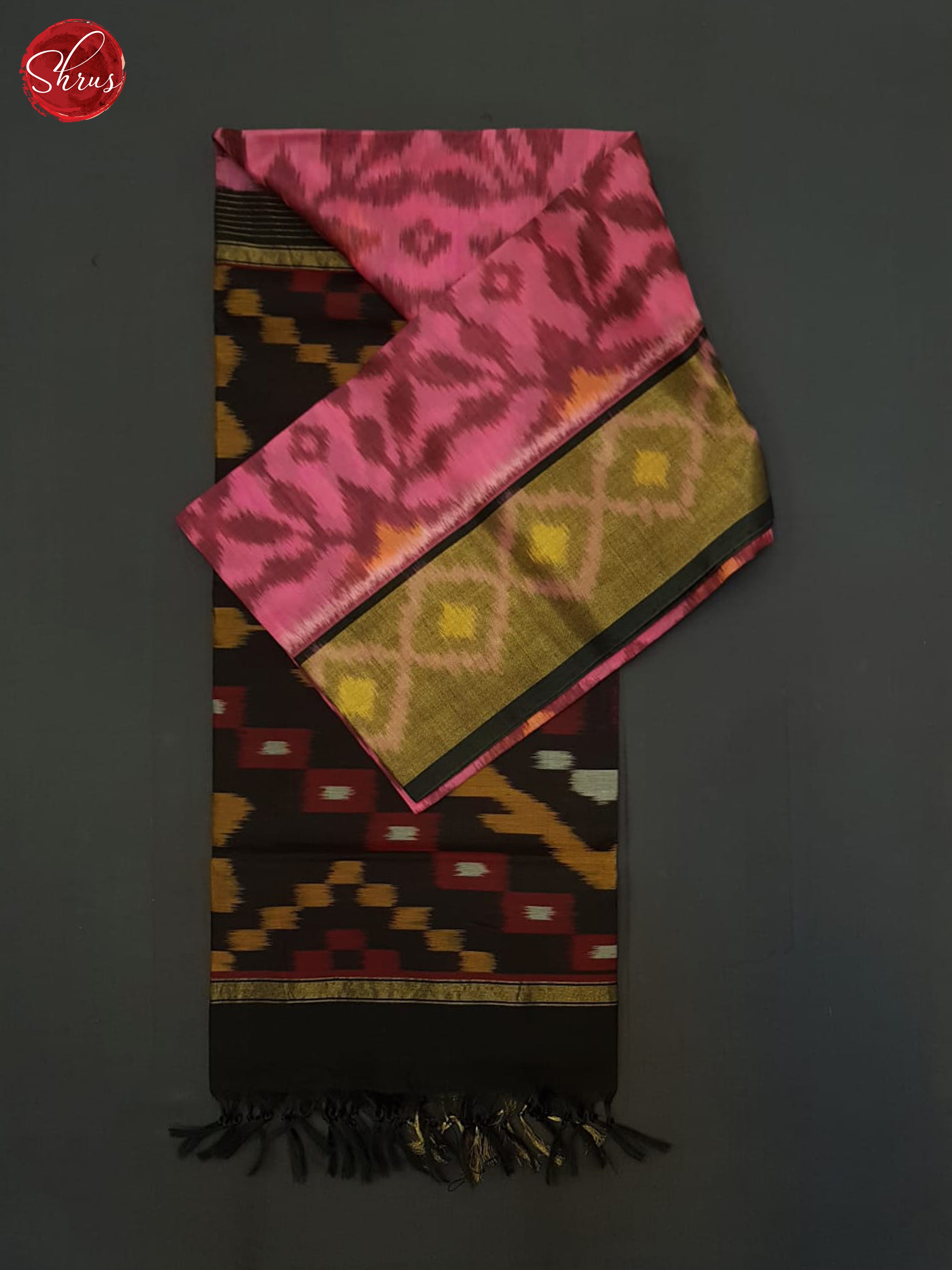 Pink And Black-Pochampally silk Cotton Saree - Shop on ShrusEternity.com