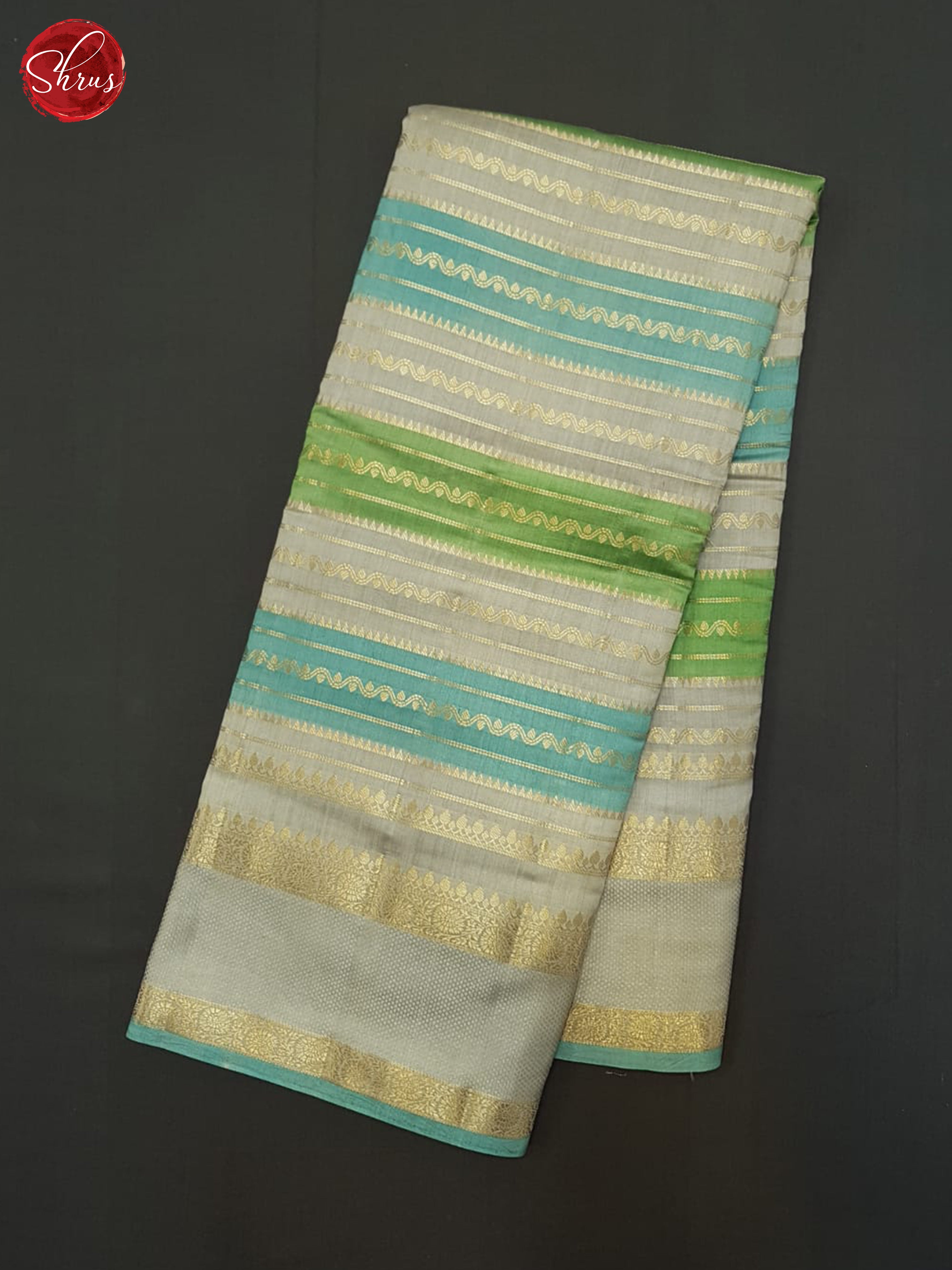 Grey And Blue- Tussar Saree - Shop on ShrusEternity.com