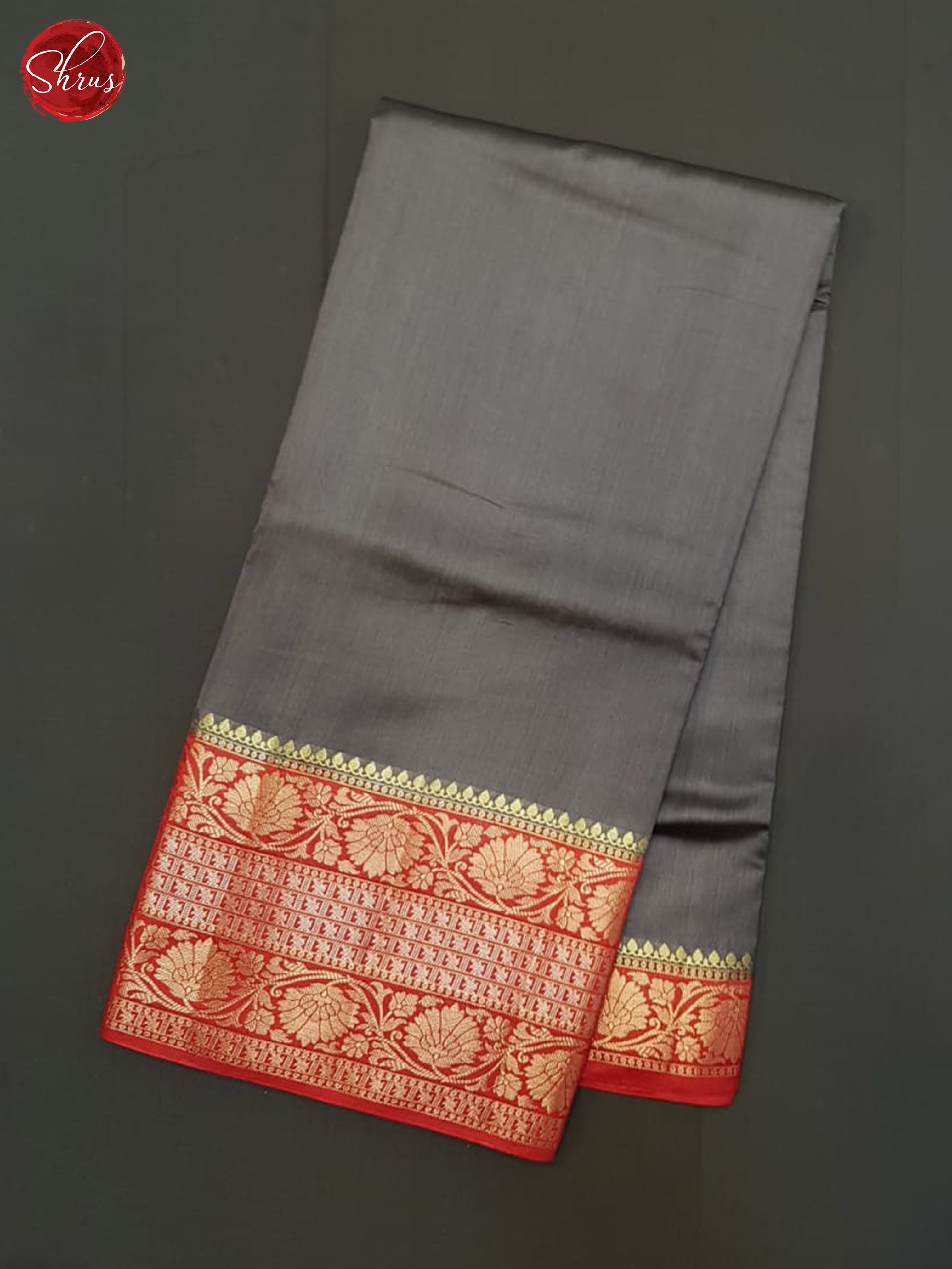 Grey And Red- Tussar Saree - Shop on ShrusEternity.com