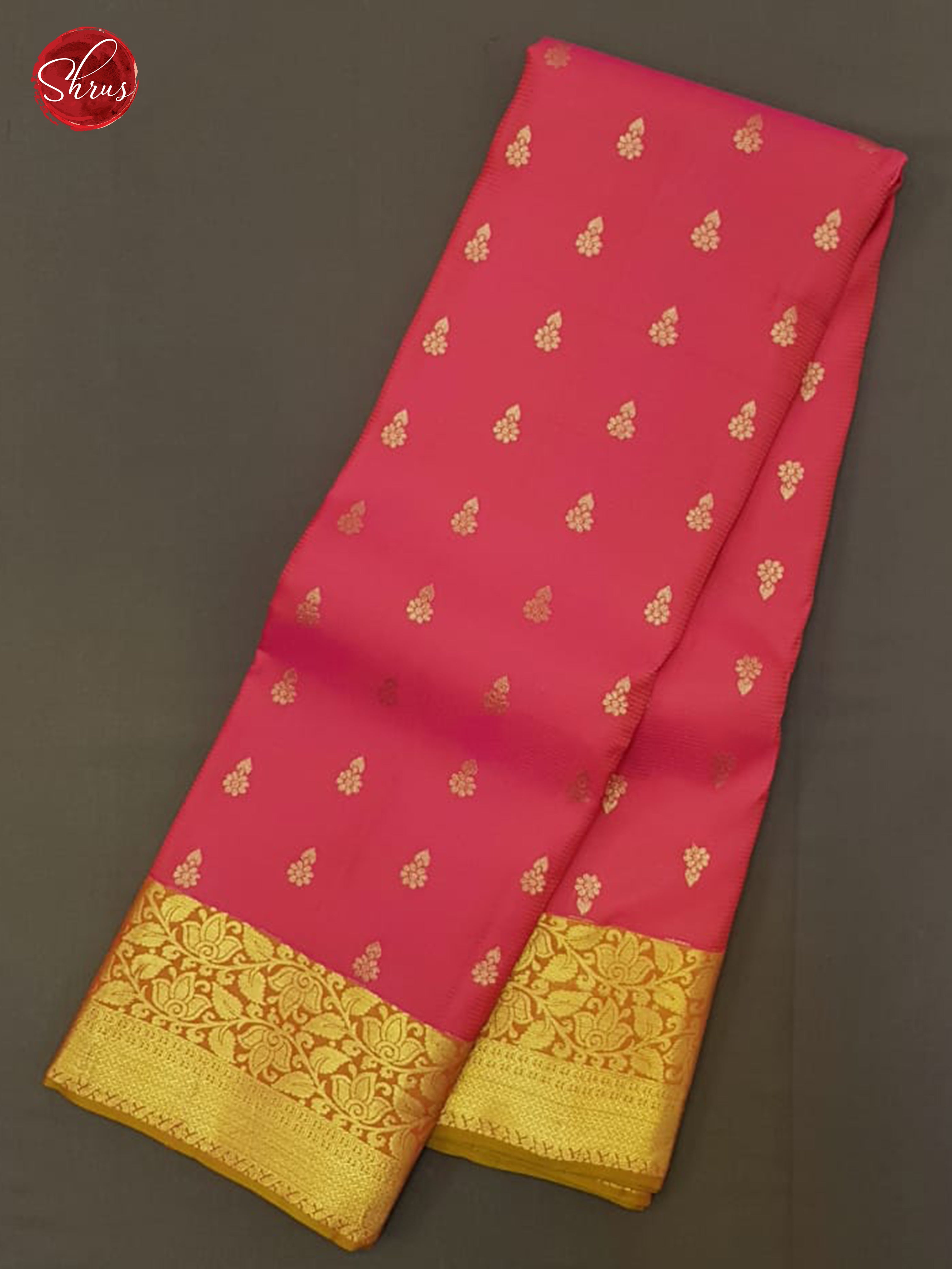 Pink & Orange - Kanchipuram Half pure Silk Saree - Shop on ShrusEternity.com