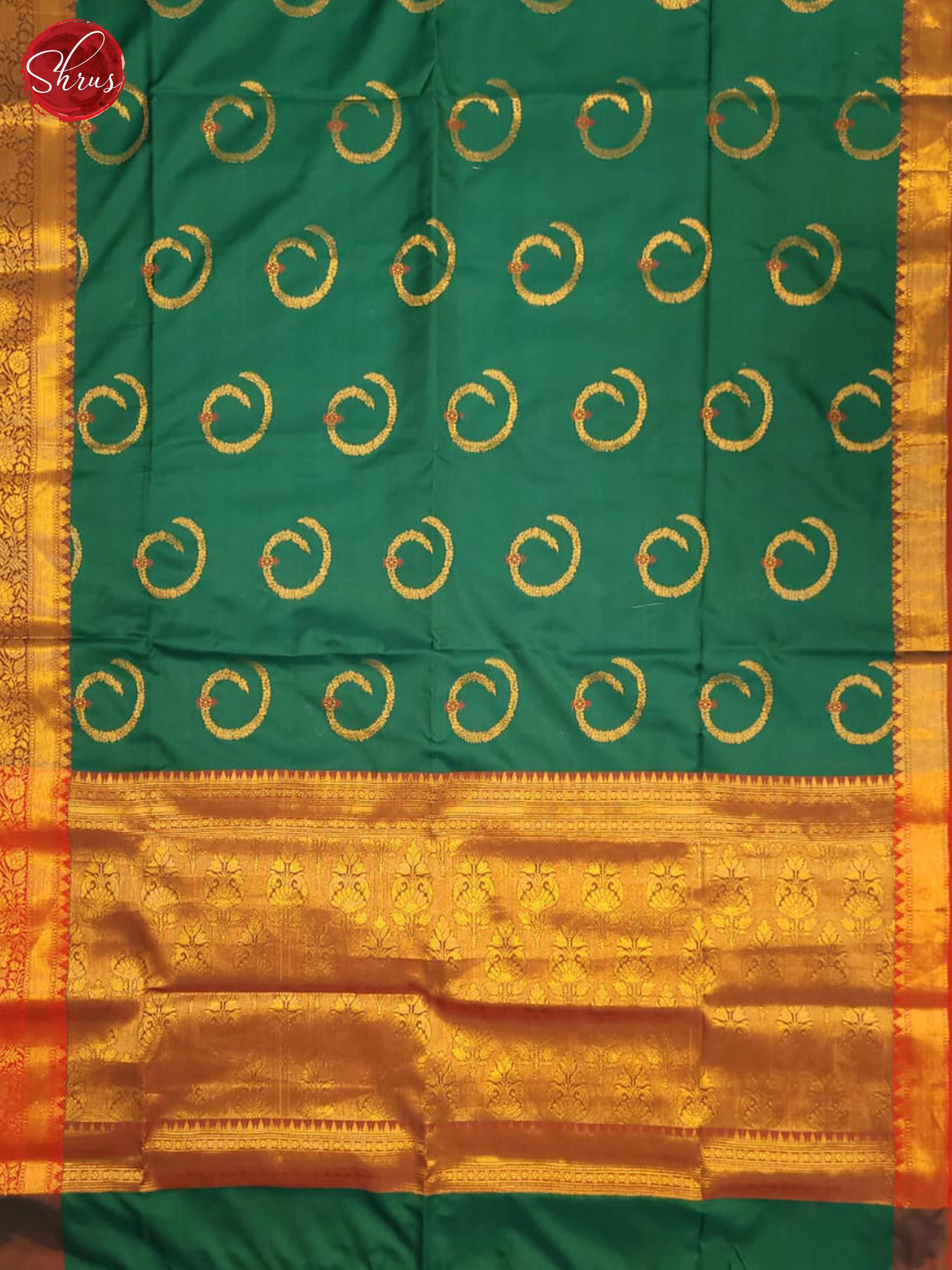 Peacock Green & Orange- Semi Soft Silk Saree - Shop on ShrusEternity.com