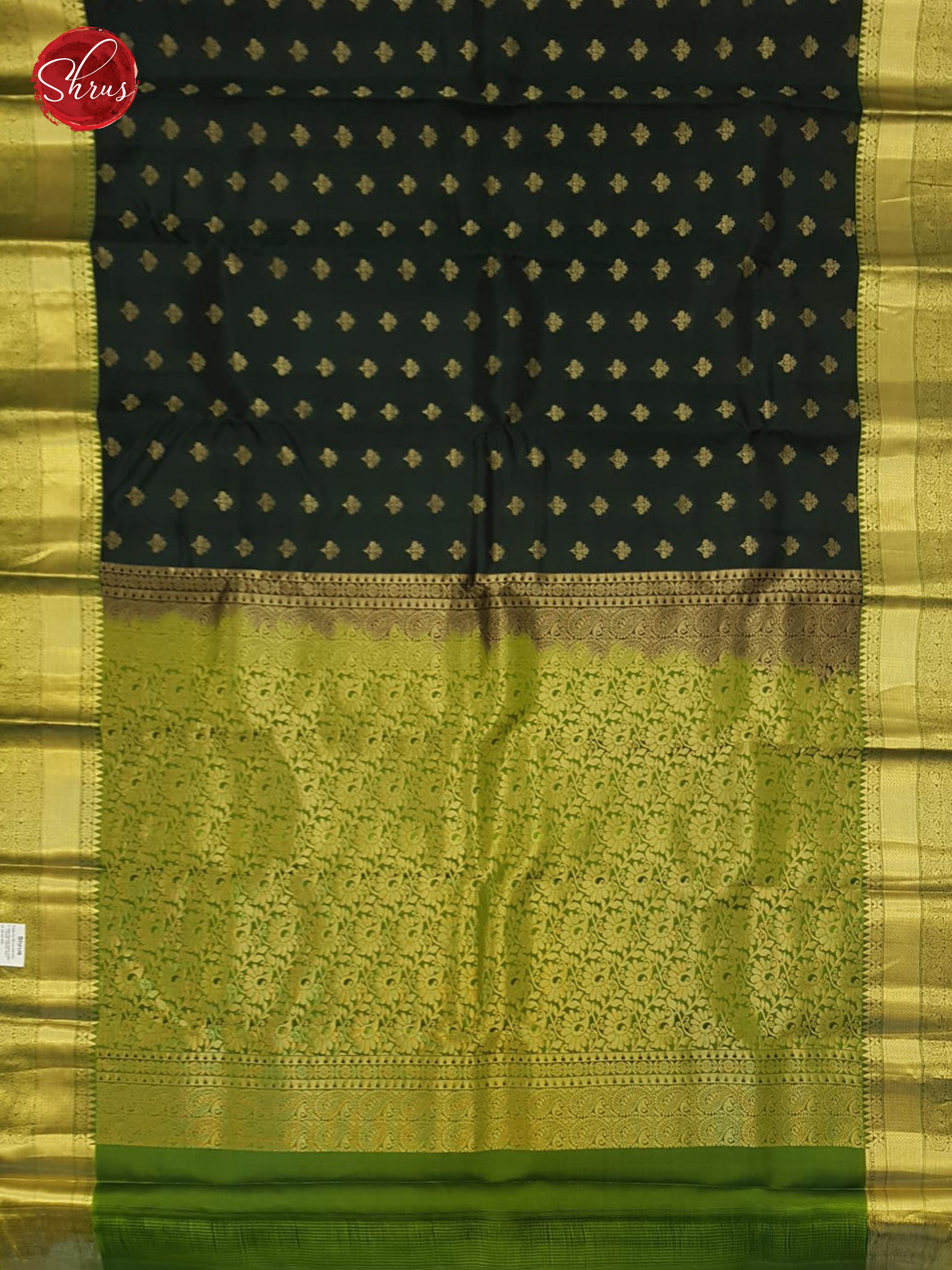 Dark Green & Green -  Kanchipuram (Half Pure) Saree - Shop on ShrusEternity.com