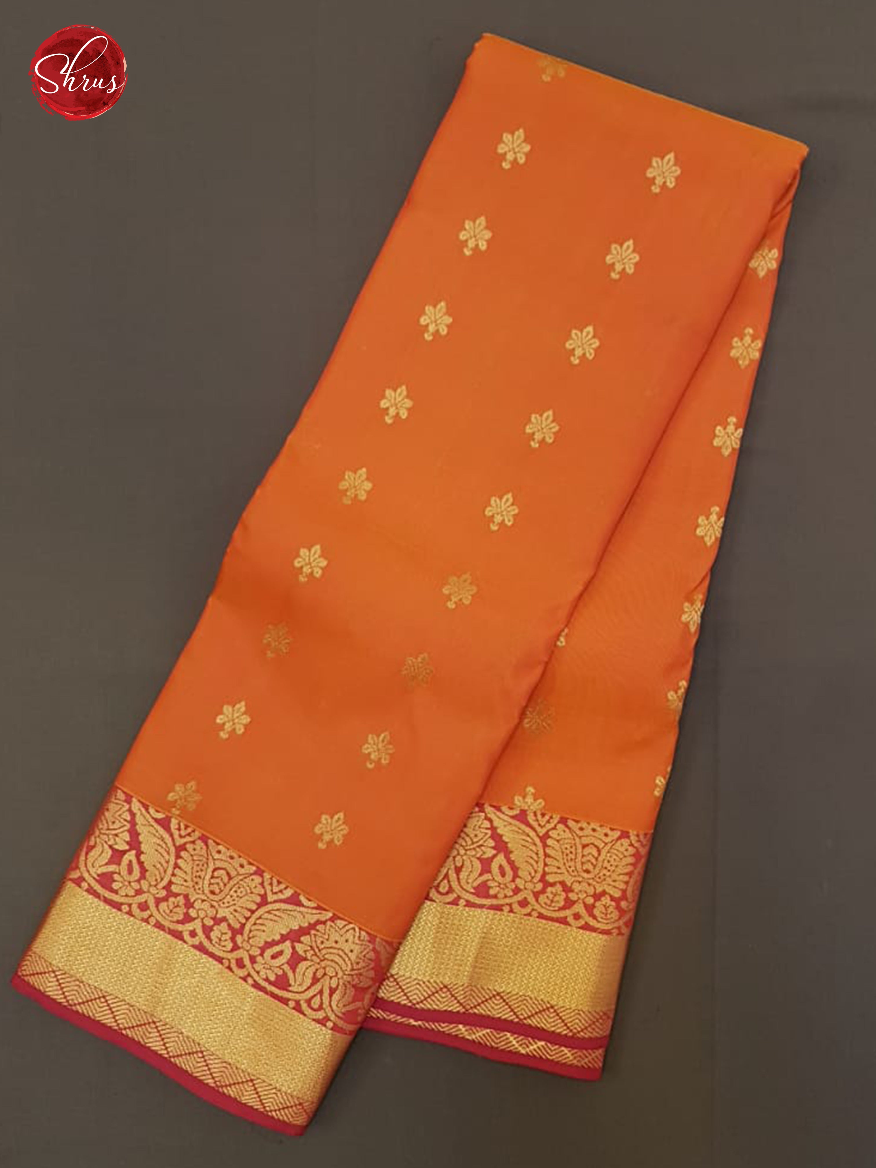 Orange & Red -  Kanchipuram (Half Pure) Saree - Shop on ShrusEternity.com